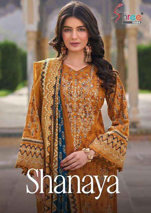 SHREE FABS SHANAYA COTTON PAKISTANI SUITS ( 5 PCSCATALOG ) CHIFFON DUPATTA