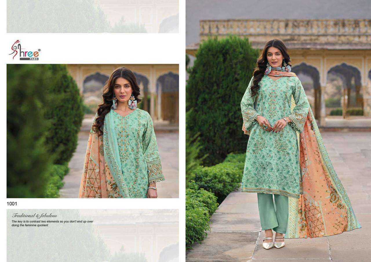 SHREE FABS SHANAYA COTTON PAKISTANI SUITS ( 5 PCSCATALOG ) CHIFFON DUPATTA