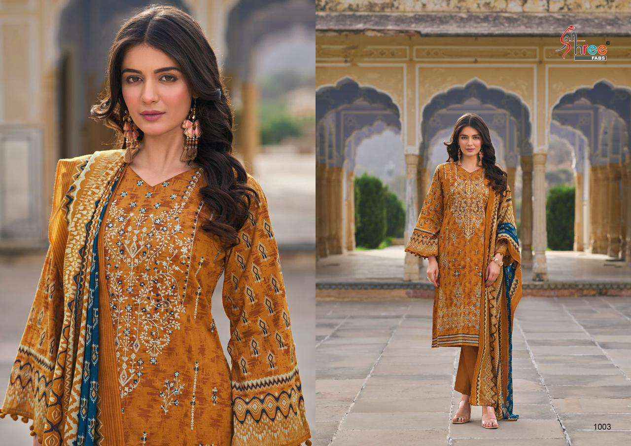 SHREE FABS SHANAYA COTTON PAKISTANI SUITS ( 5 PCSCATALOG ) CHIFFON DUPATTA
