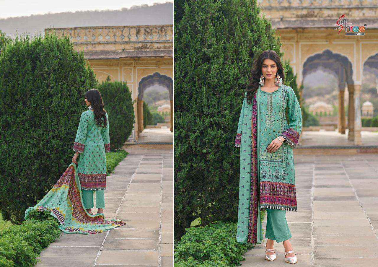 SHREE FABS SHANAYA COTTON PAKISTANI SUITS ( 5 PCSCATALOG ) CHIFFON DUPATTA