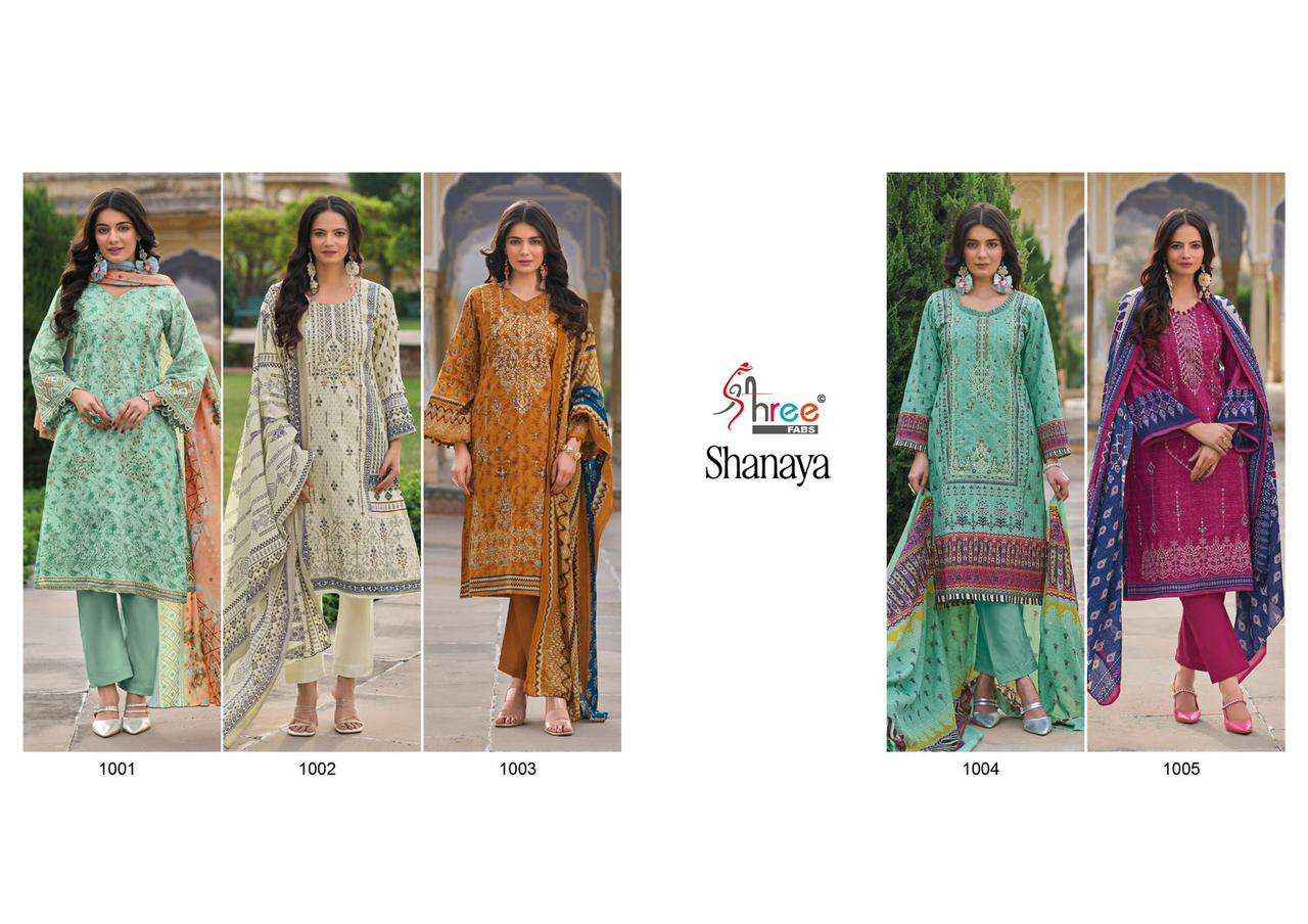 SHREE FABS SHANAYA COTTON PAKISTANI SUITS ( 5 PCSCATALOG ) CHIFFON DUPATTA