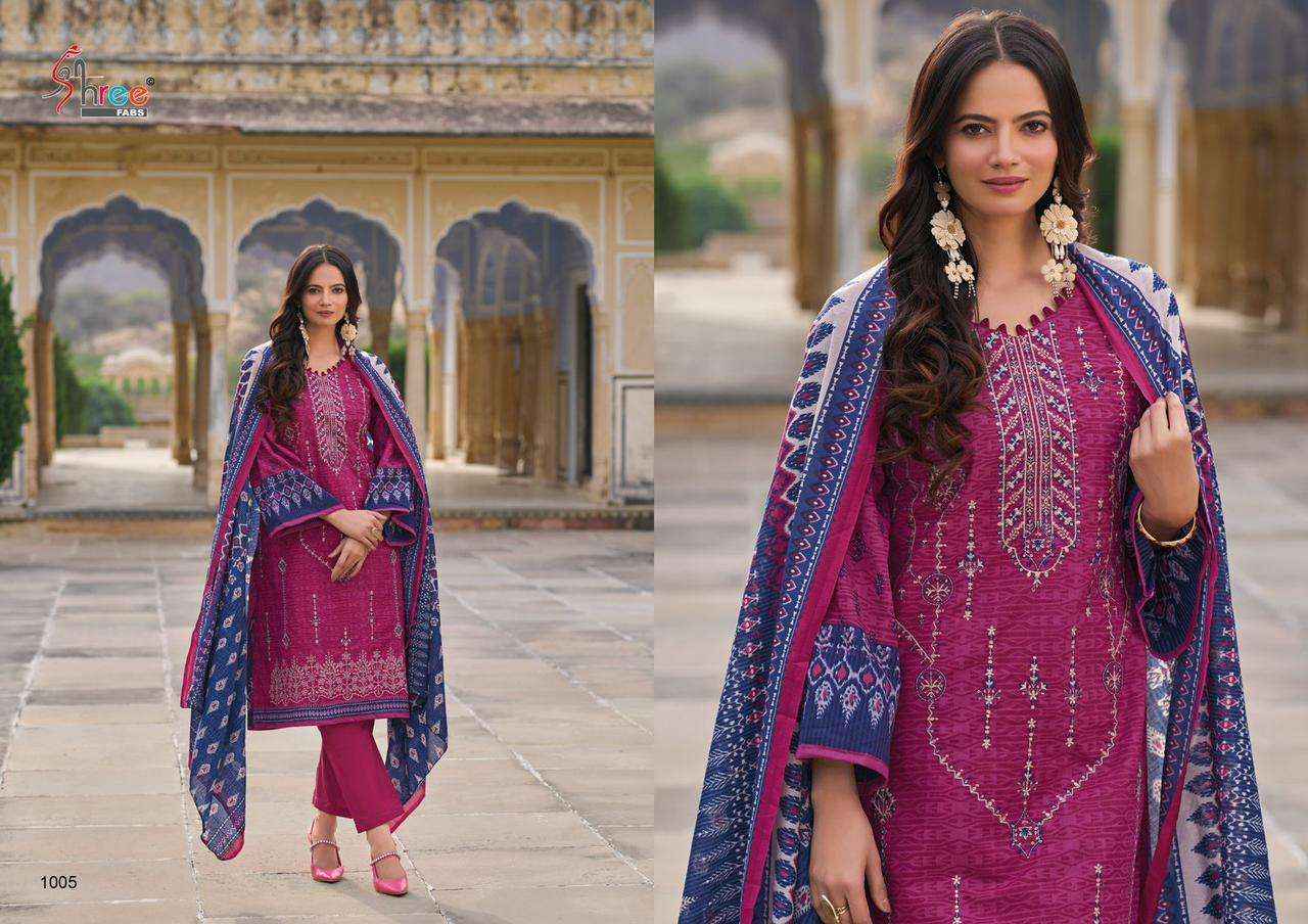 SHREE FABS SHANAYA COTTON PAKISTANI SUITS ( 5 PCSCATALOG ) CHIFFON DUPATTA