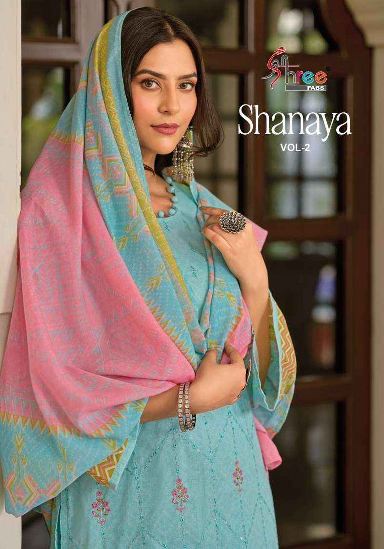 SHREE FABS SHANAYA VOL 2 COTTON FANCY WORK DESIGNER SUITS ( 8 PCS CATALOG ) COTTON DUPATTA
