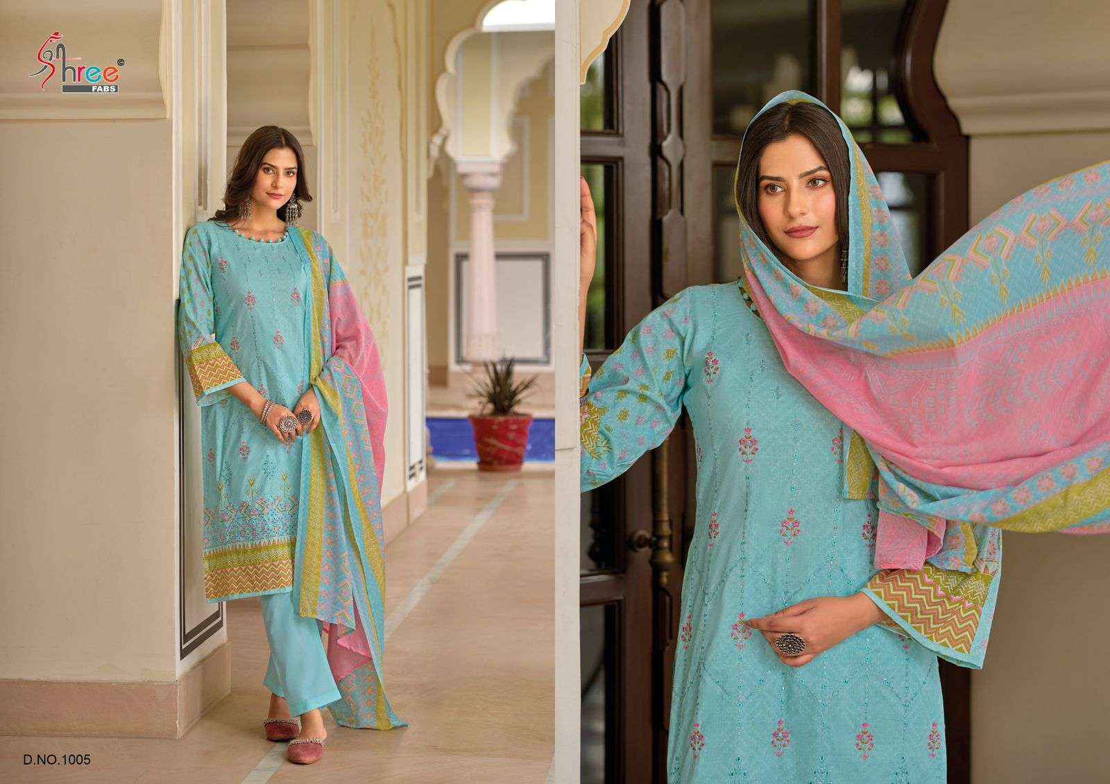 SHREE FABS SHANAYA VOL 2 COTTON FANCY WORK DESIGNER SUITS ( 8 PCS CATALOG ) COTTON DUPATTA