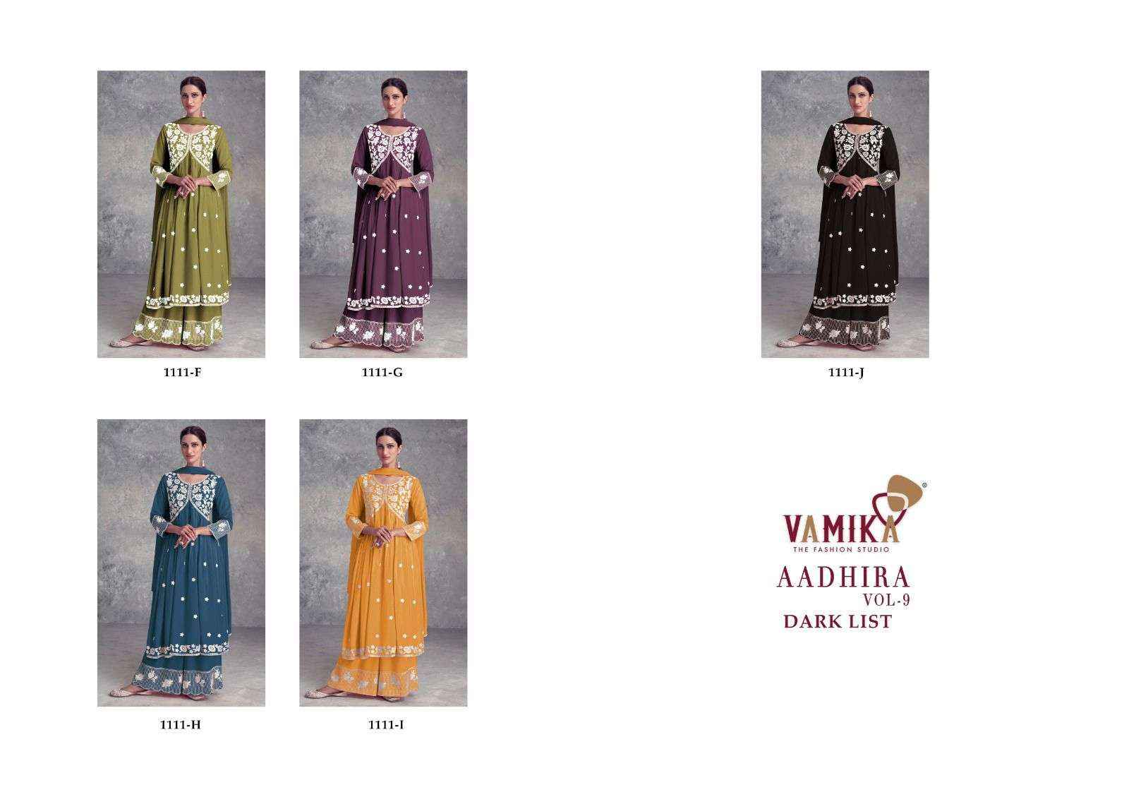 Vamika Aadhira Vol 9 Dark List Lucknowi Style Designers Suit ( 5 pcs Catalog )