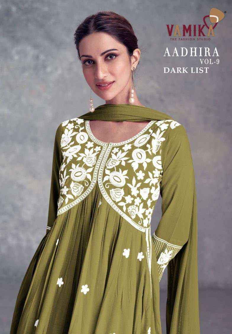 Vamika Aadhira Vol 9 Dark List Lucknowi Style Designers Suit ( 5 pcs Catalog )