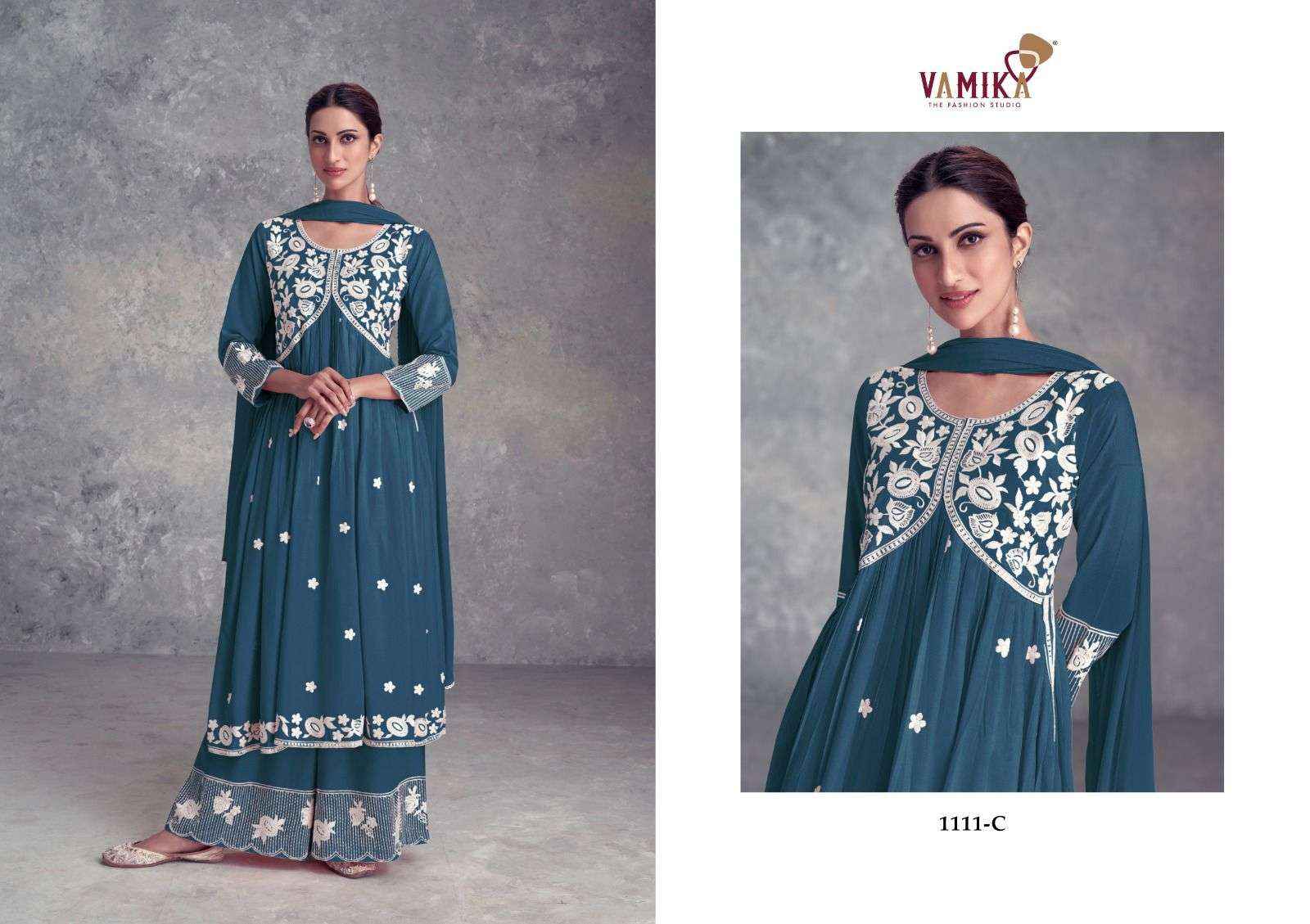 Vamika Aadhira Vol 9 Dark List Lucknowi Style Designers Suit ( 5 pcs Catalog )