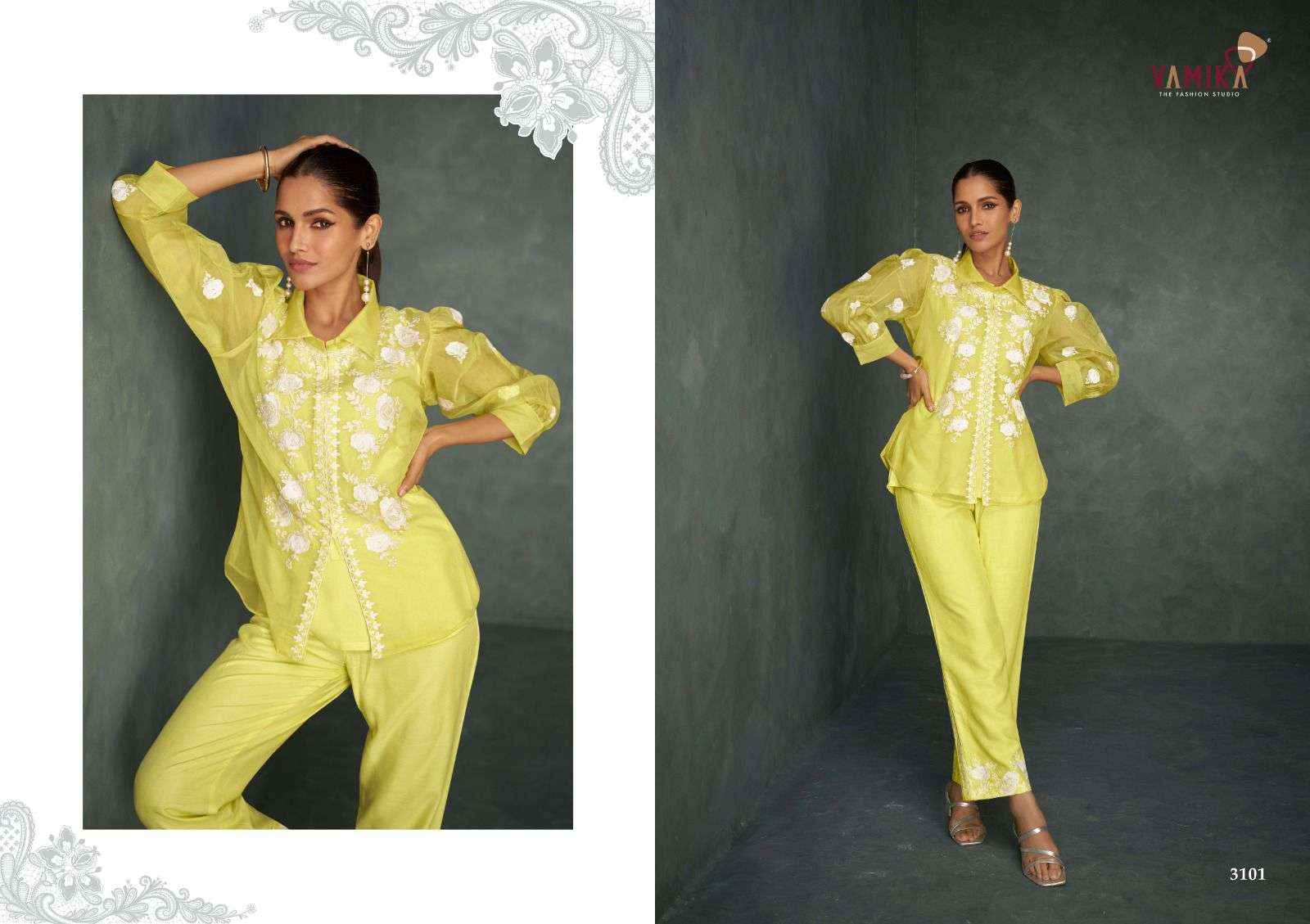 VAMIKA RABYA VOL 1 ORGANZA DESIGNER CORD SET ( 6 PCS CATALOG )