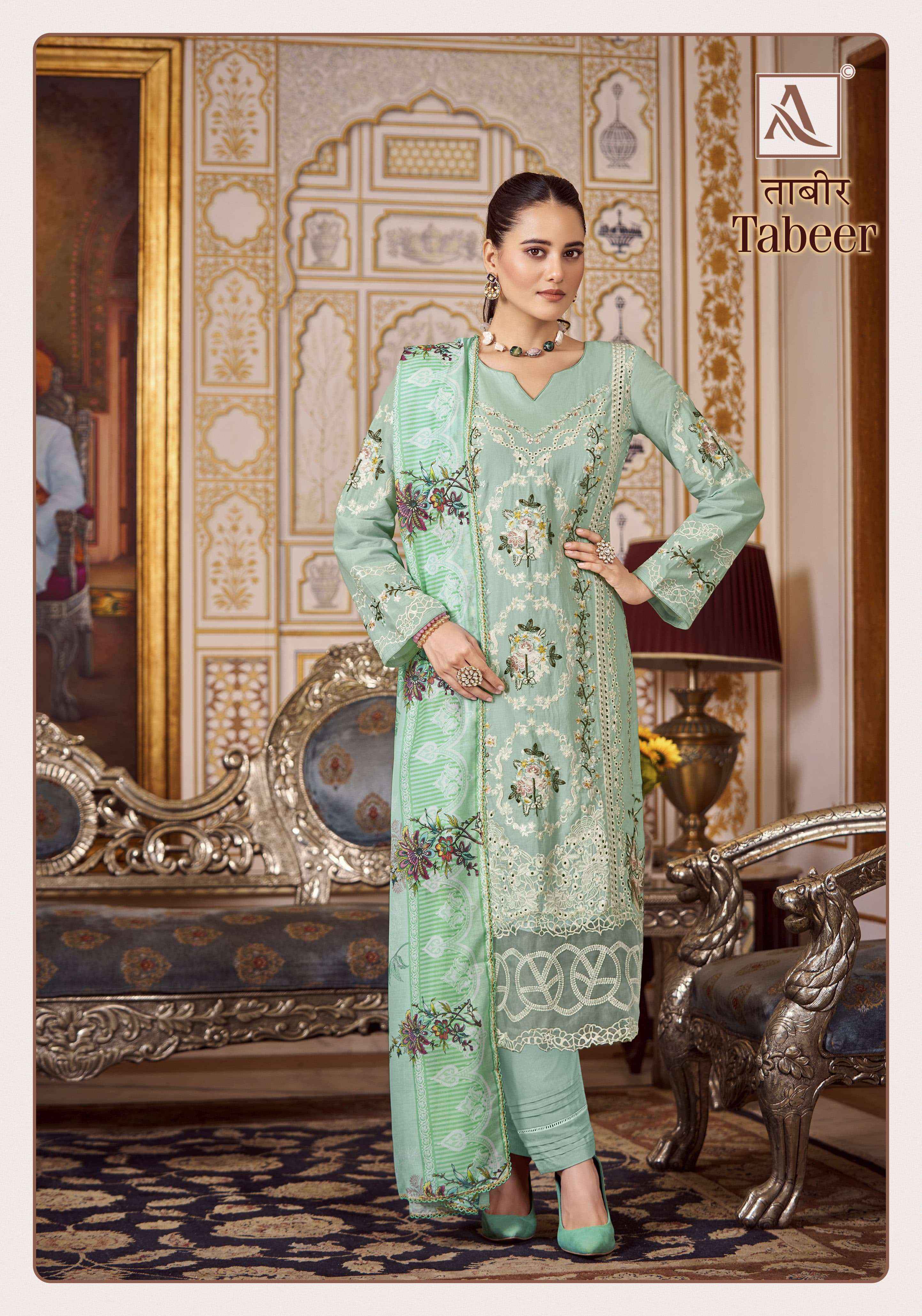 Alok Suit Tabeer Fancy Pakistani Work Cotton Suit Wholesale ( 8 PCS CATALOG )