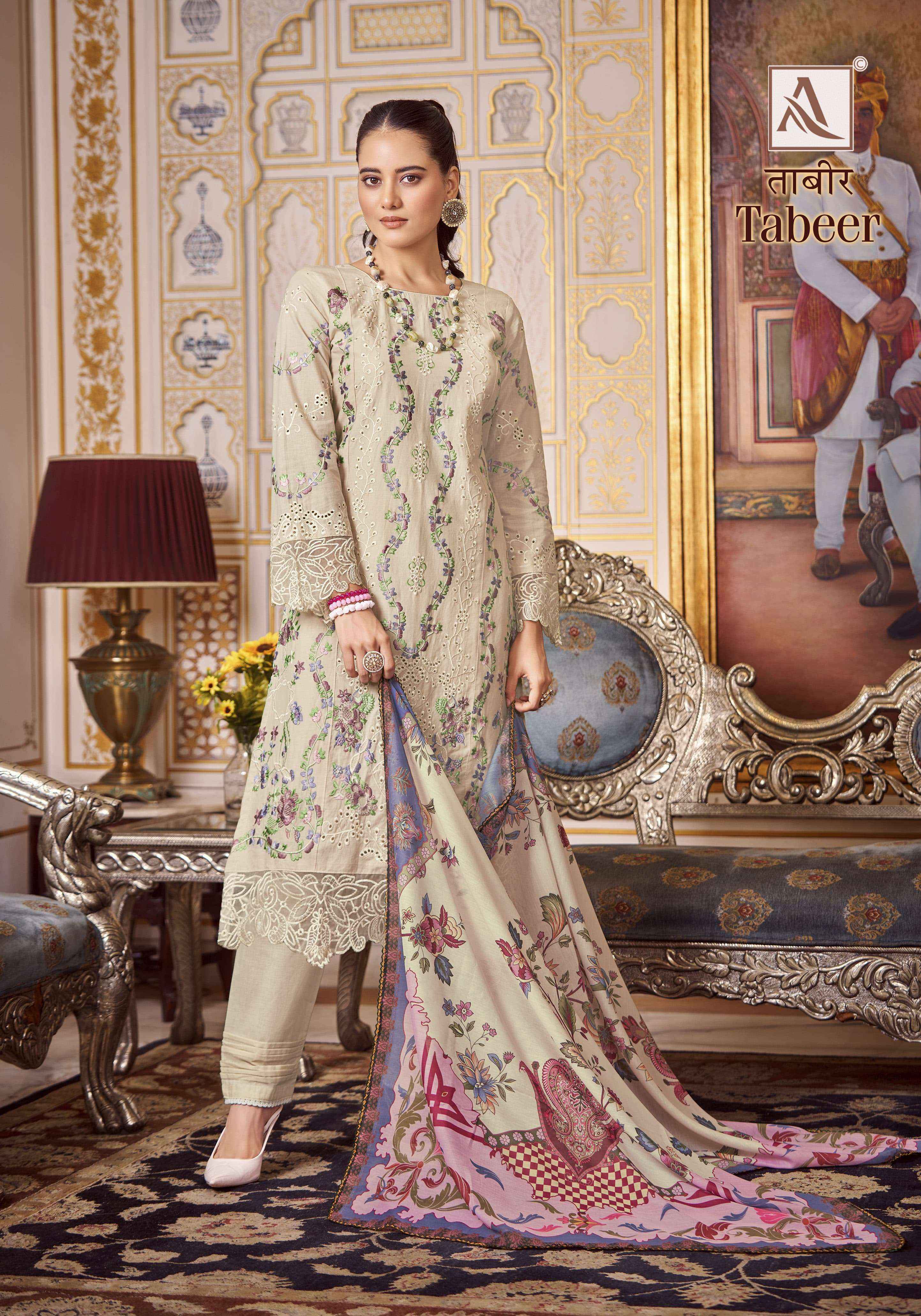 Alok Suit Tabeer Fancy Pakistani Work Cotton Suit Wholesale ( 8 PCS CATALOG )
