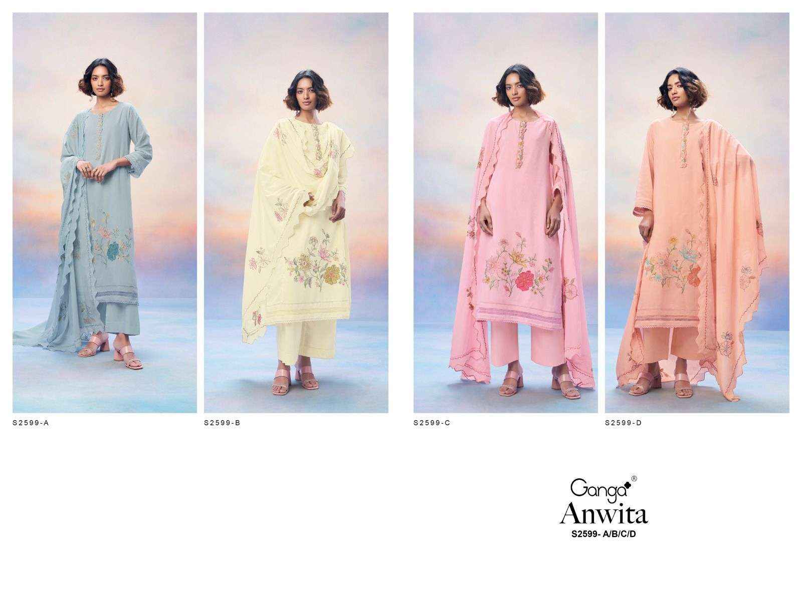 Ganga Fashion Anwita 2599 Premium Designs Fancy Handwork Suit Supplier ( 4 pcs catalog )