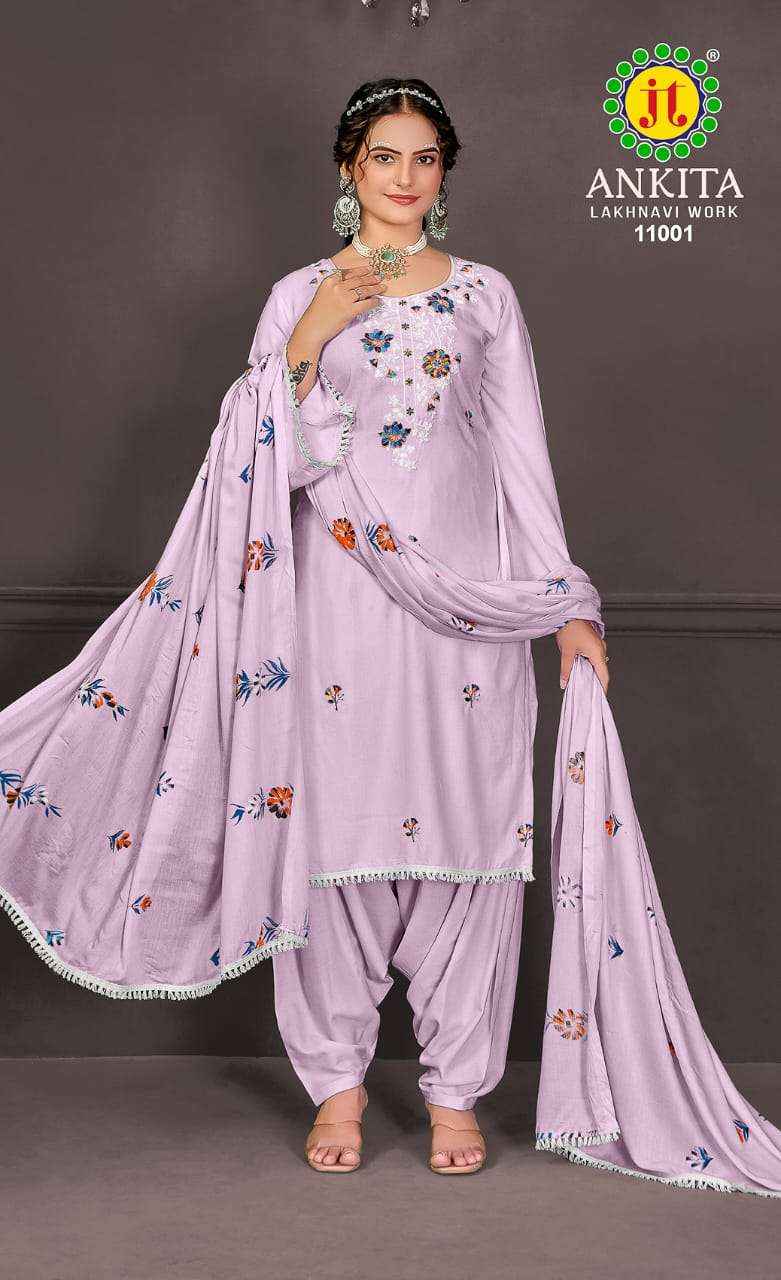 JT ANKITA VOL 11 RAYON FANCY WORK DESIGNER SALWAR SUIT ( 5 PCS CATALOG )