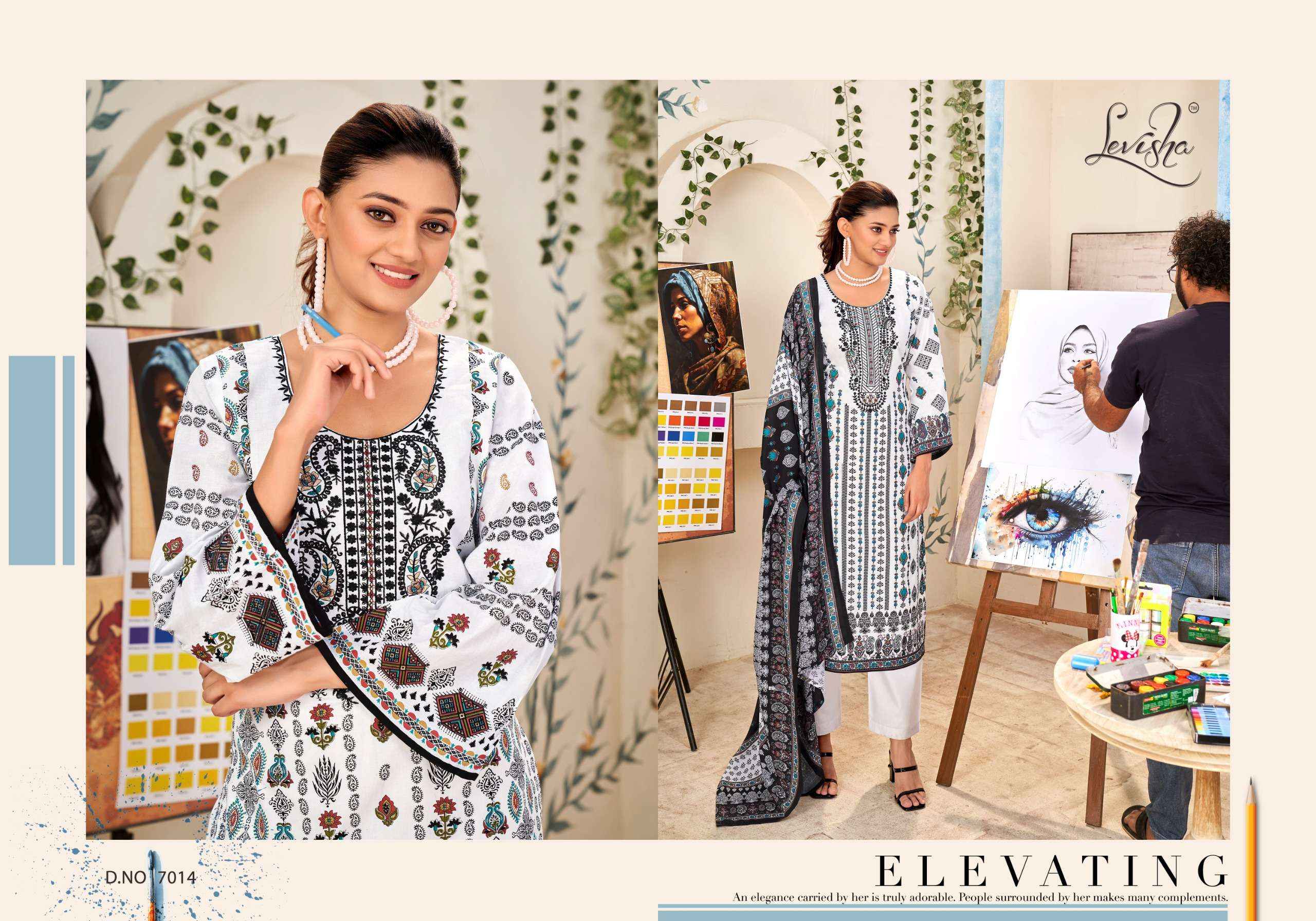 LEVISHA NAIRA NX VOL 7 COTTON DIGITAL PRINT WITH FANCY WORK SUIT ( 6 pcs catalog )