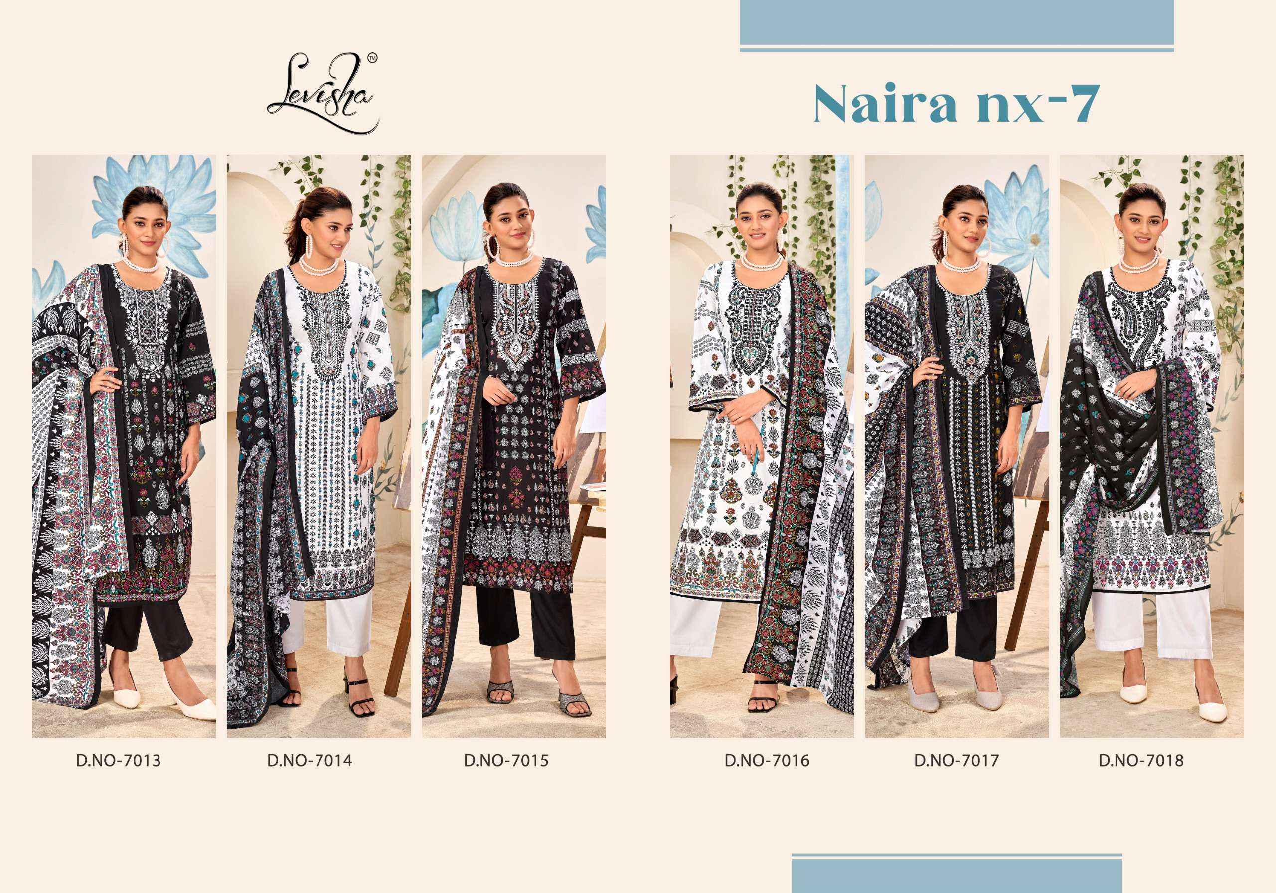 LEVISHA NAIRA NX VOL 7 COTTON DIGITAL PRINT WITH FANCY WORK SUIT ( 6 pcs catalog )
