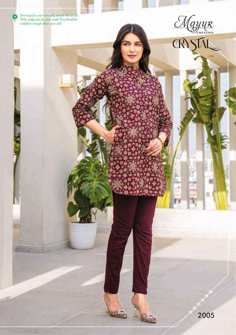 MAYUR CREATION CRYSTAL VOL 2 COTTON PRINTED SHORT KURTI ( 12 PCS CATALOG )