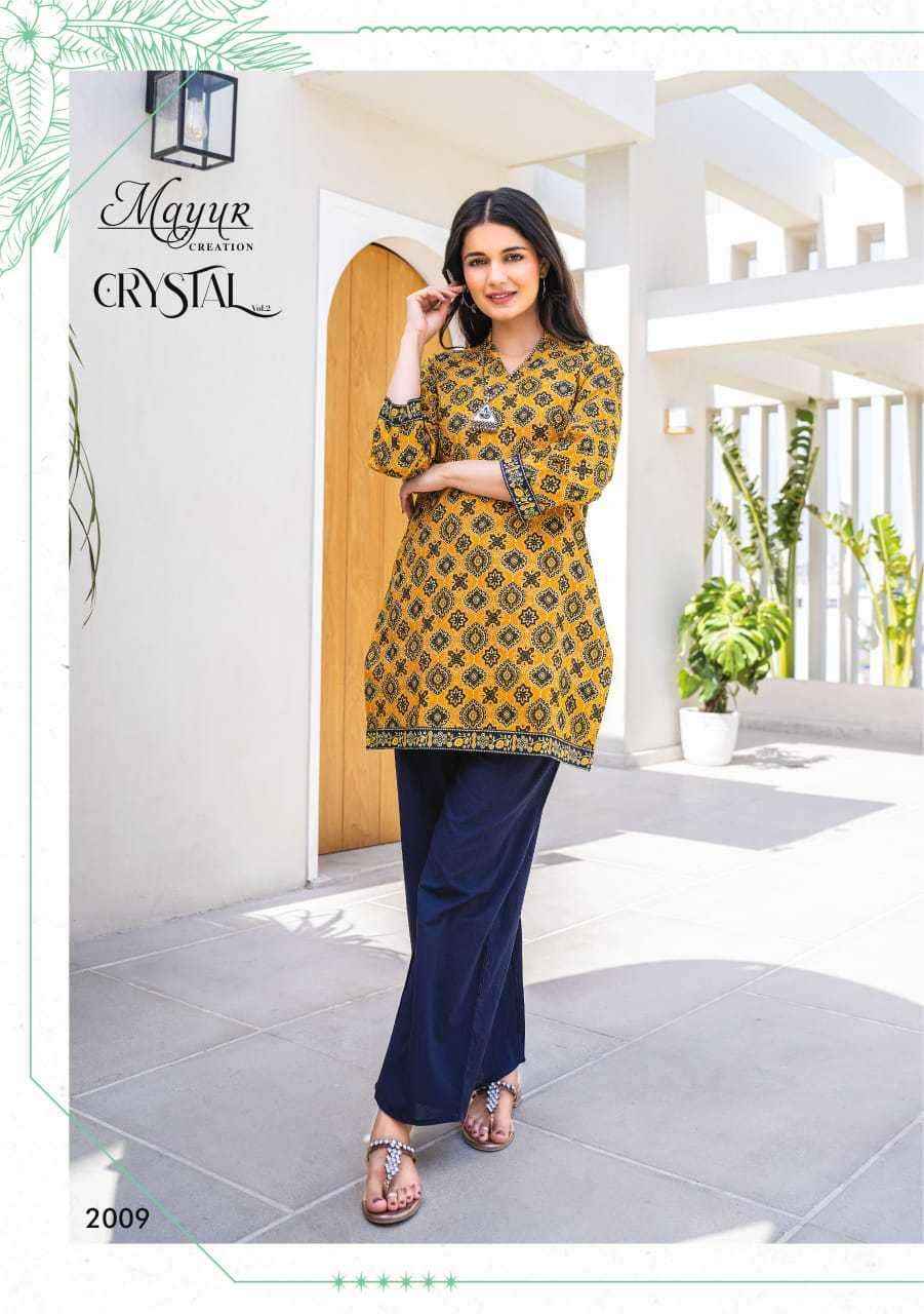 MAYUR CREATION CRYSTAL VOL 2 COTTON PRINTED SHORT KURTI ( 12 PCS CATALOG )