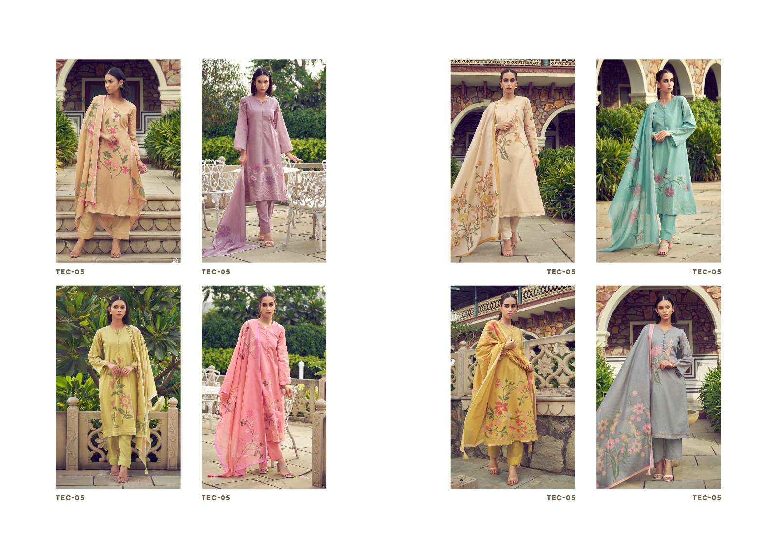PRM TRENDZ THE ELNAZ COLLECTION LAWN COTTON FANCY WORK SUIT ( 8 pcs catalog )