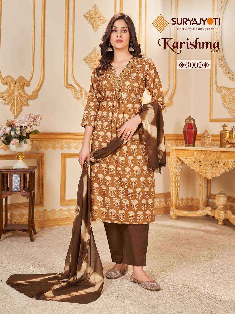 SURYAJYOTI KARISHMA VOL 3 HEAVY COTTON READYMADE SUITS SET ( 10 PCS CATALOG )