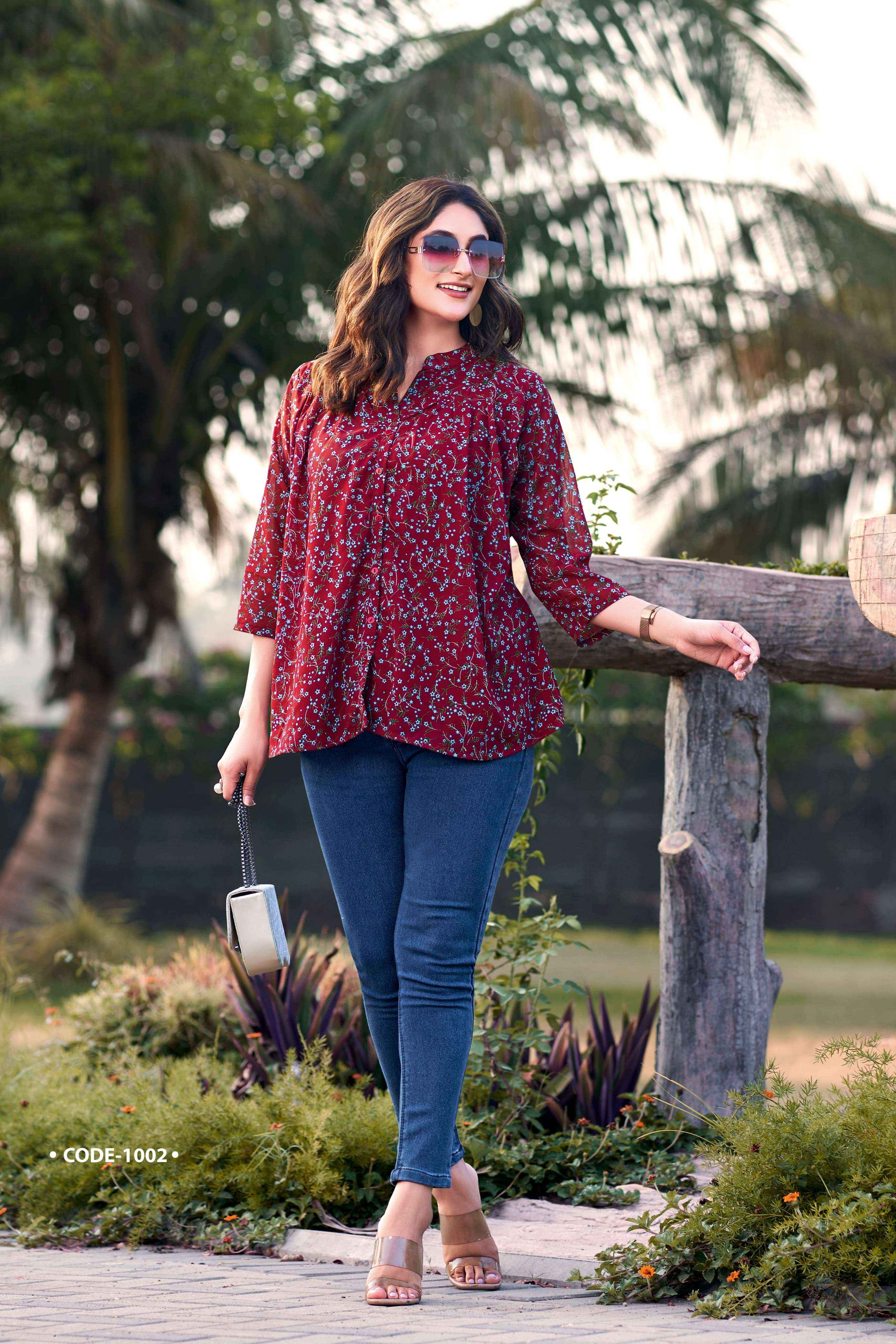 TIPS AND TOPS GLAMOUR VOL 2 GEORGETTE FANCY WESTERN WEAR TOP