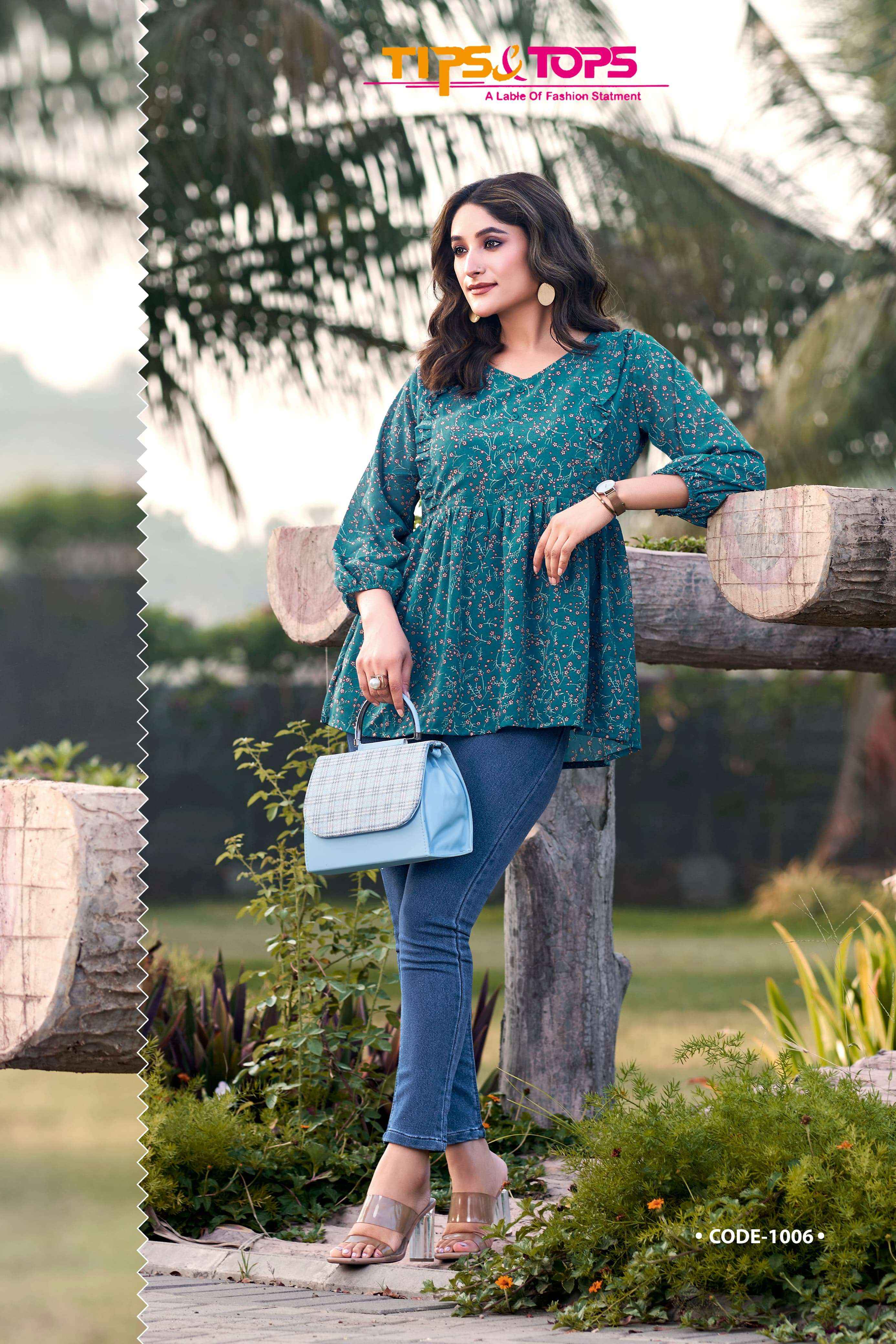TIPS AND TOPS GLAMOUR VOL 2 GEORGETTE WESTERN WEAR TOP ( 8 PCS CATALOG )