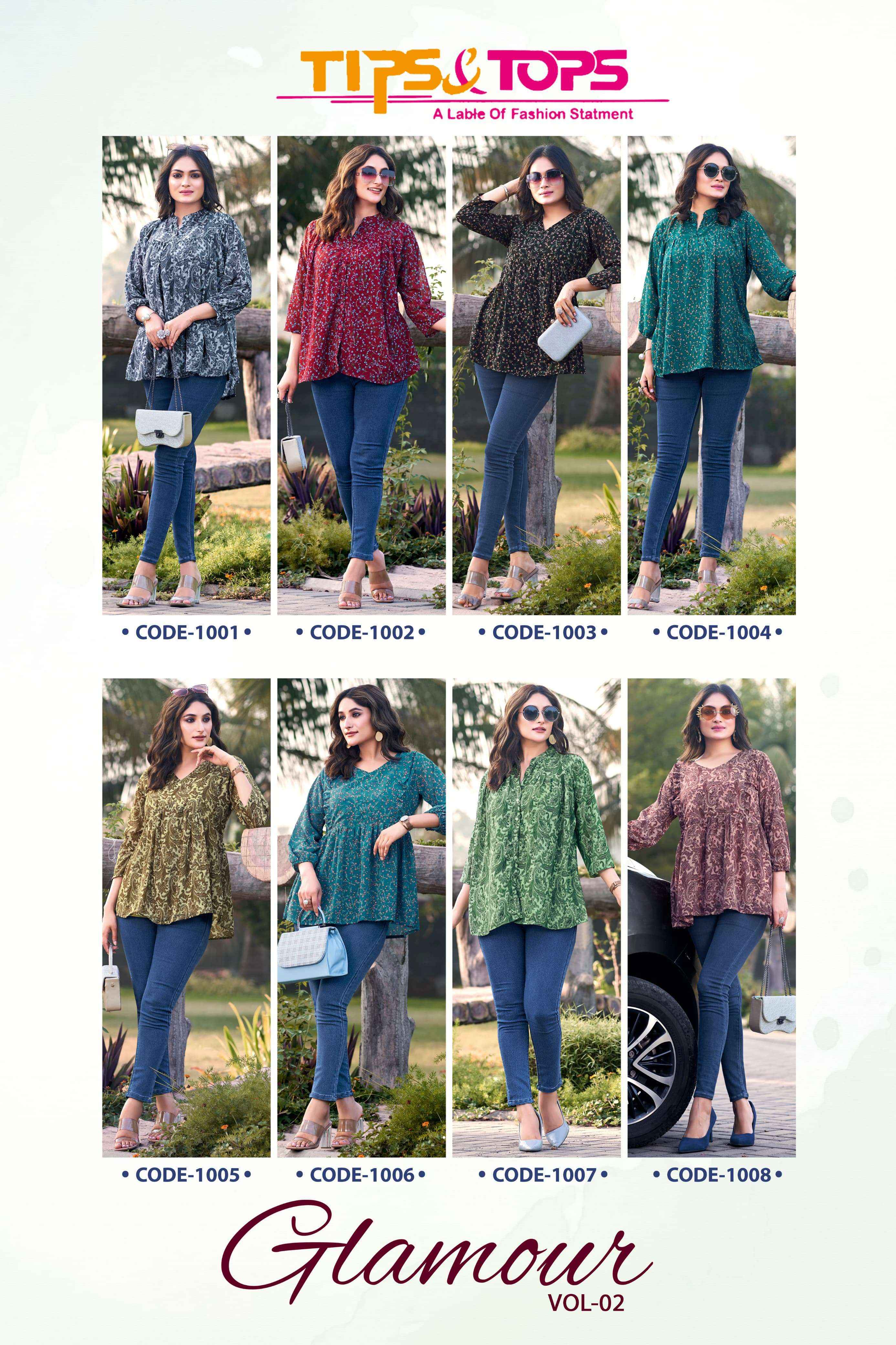 TIPS AND TOPS GLAMOUR VOL 2 GEORGETTE WESTERN WEAR TOP ( 8 PCS CATALOG )