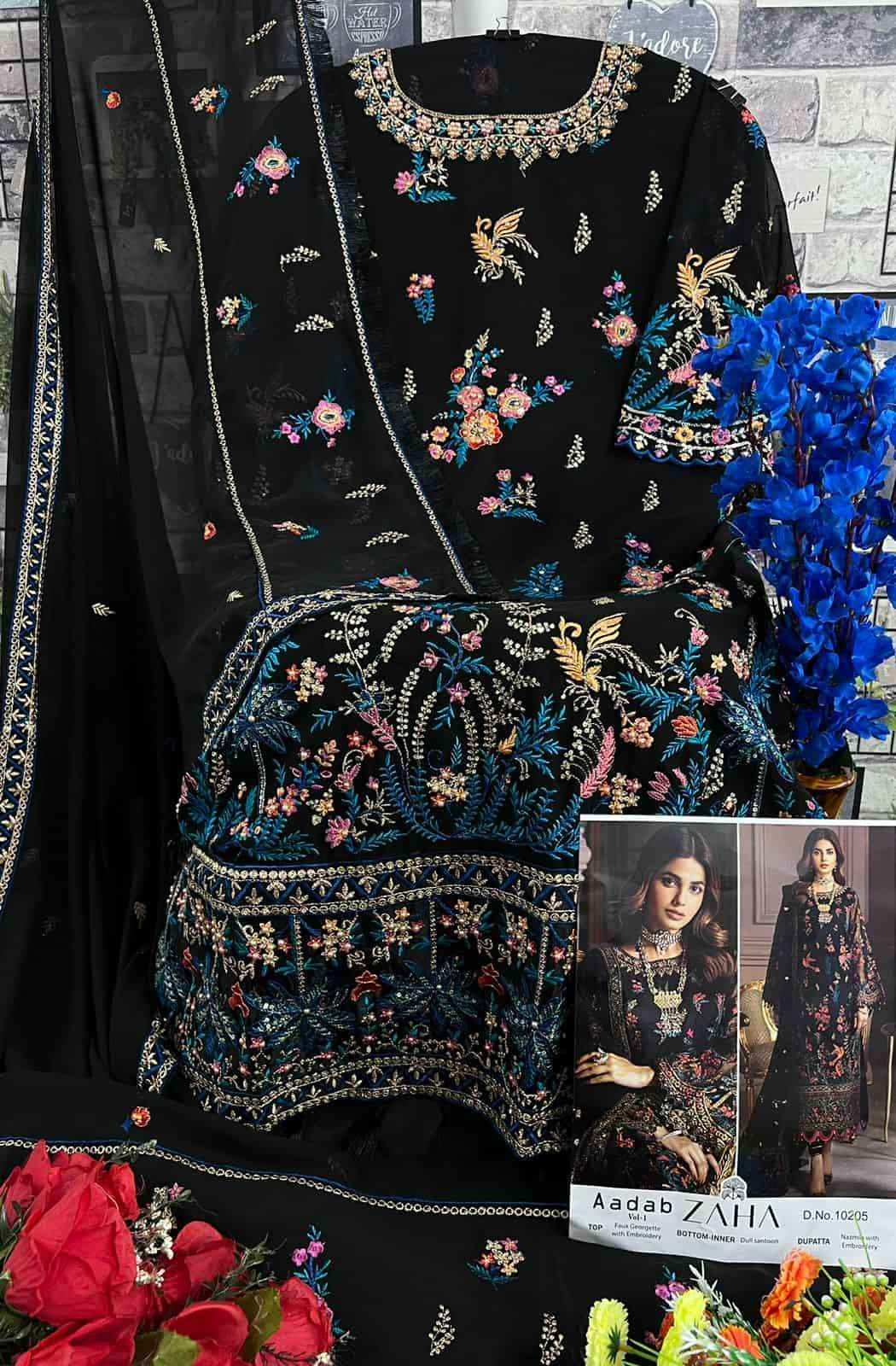 Zaha Aadab Vol 1 Georgette Pakistani Designer Suits ( 3 Pcs Catalog )