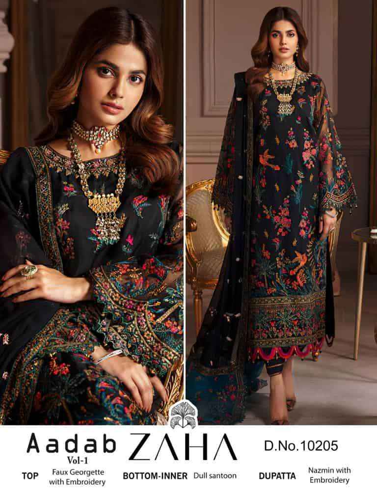Zaha Aadab Vol 1 Georgette Pakistani Designer Suits ( 3 Pcs Catalog )