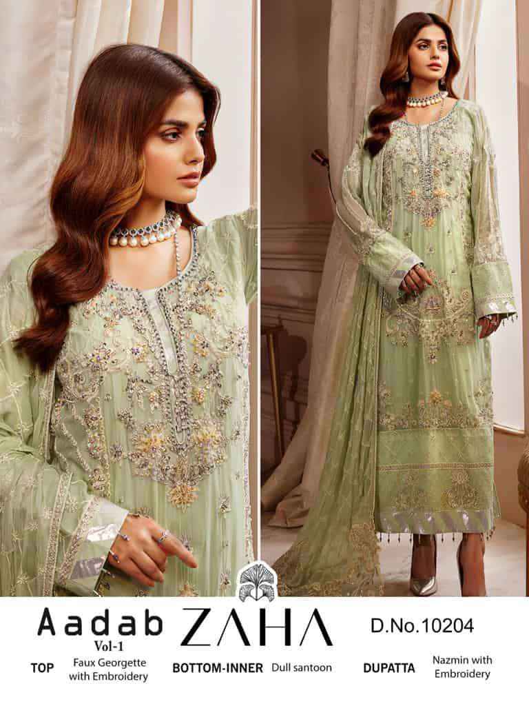 Zaha Aadab Vol 1 Georgette Pakistani Designer Suits ( 3 Pcs Catalog )