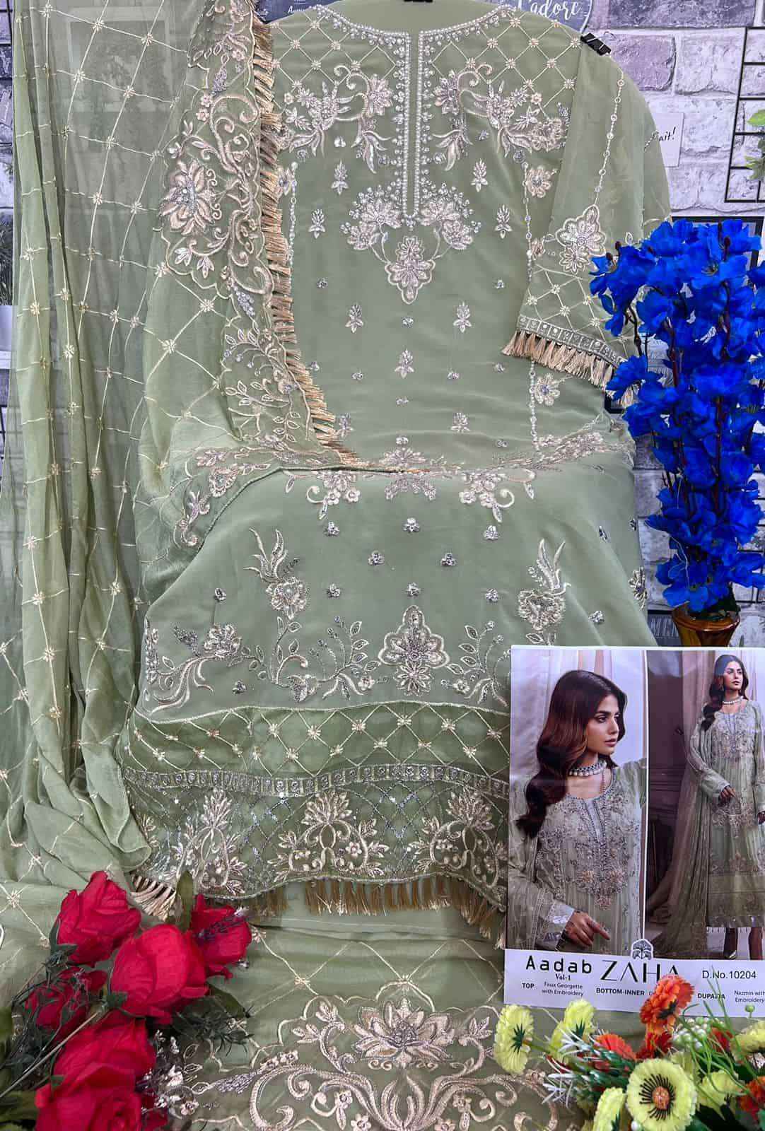 Zaha Aadab Vol 1 Georgette Pakistani Designer Suits ( 3 Pcs Catalog )
