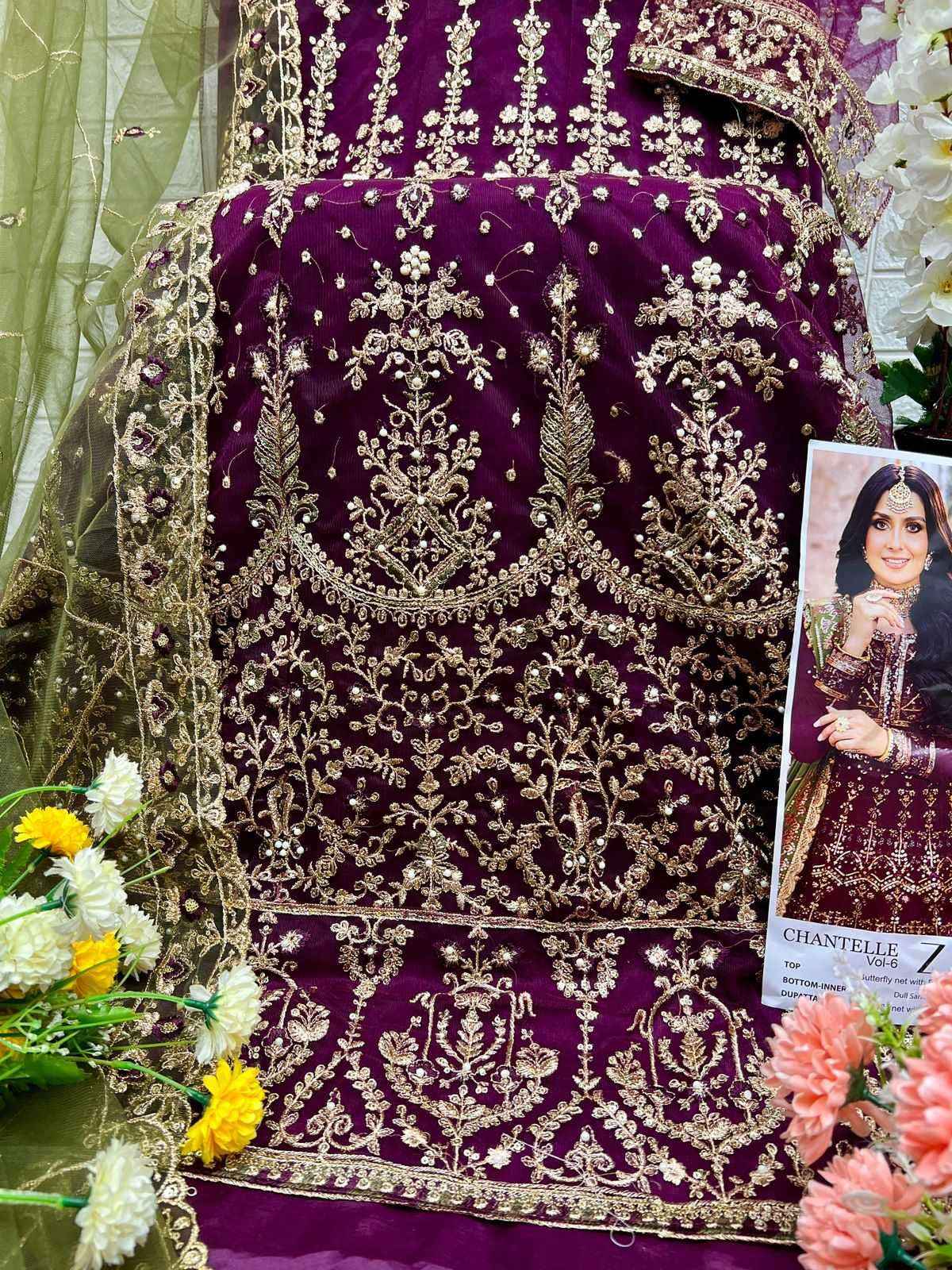 Zaha Chantelle Vol 6 10348 Colors Partywear Pakistani Designer Suit ( 2 Pcs Catalog )