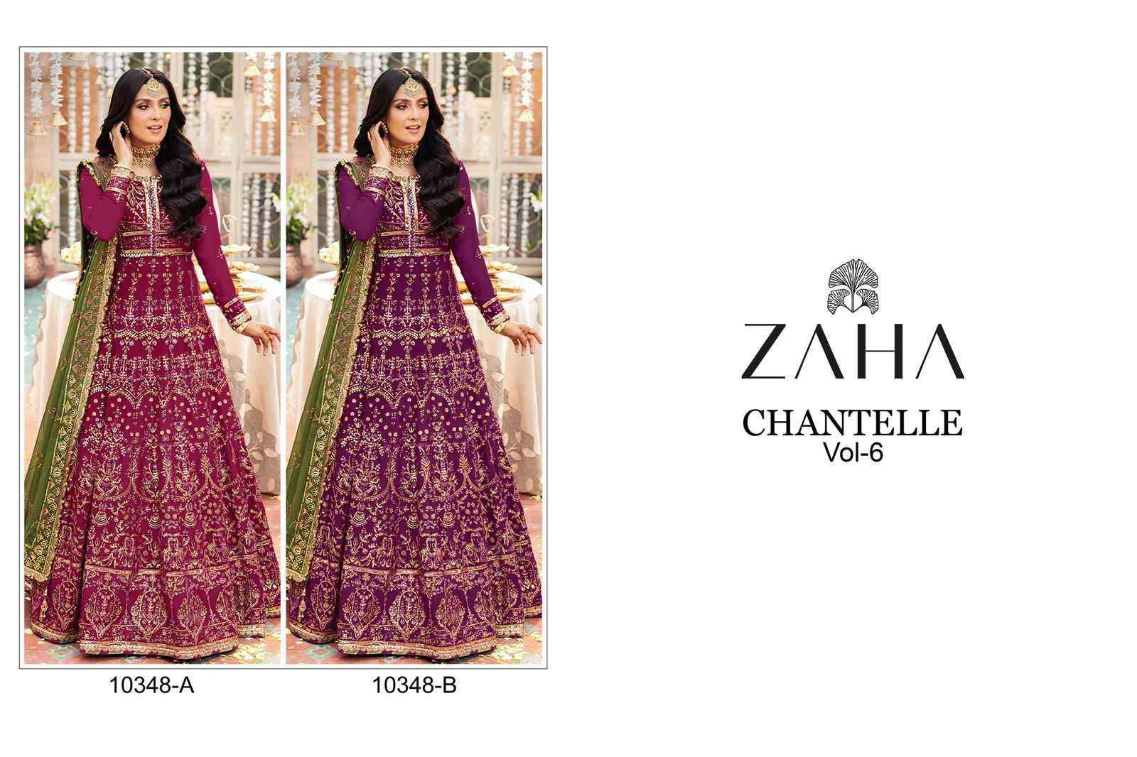 Zaha Chantelle Vol 6 10348 Colors Partywear Pakistani Designer Suit ( 2 Pcs Catalog )