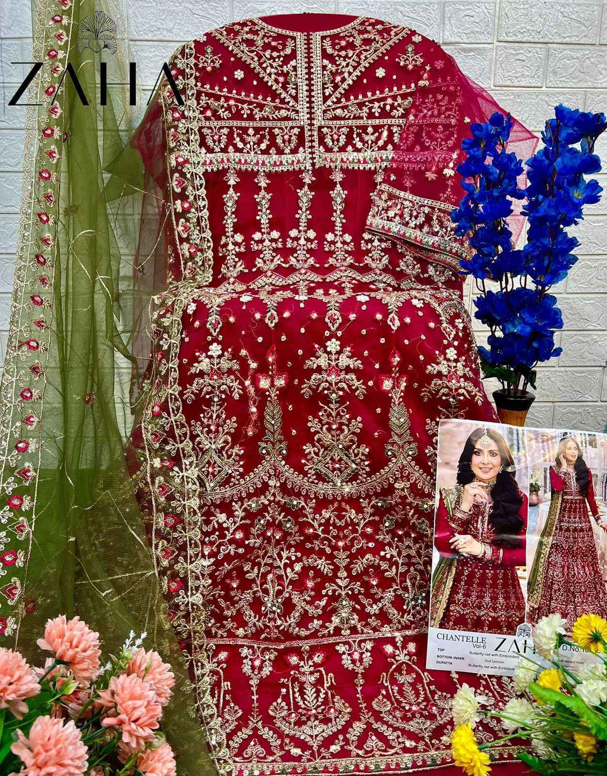 Zaha Chantelle Vol 6 10348 Colors Partywear Pakistani Designer Suit ( 2 Pcs Catalog )