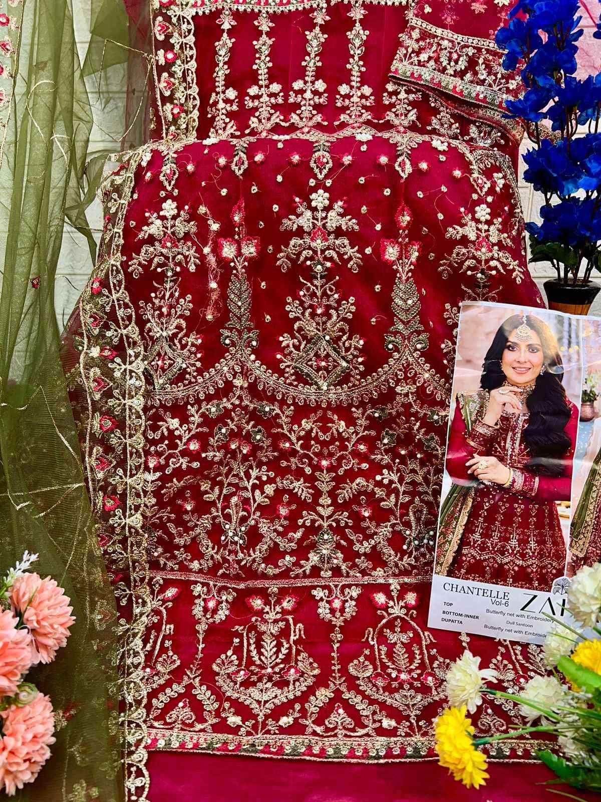 Zaha Chantelle Vol 6 10348 Colors Partywear Pakistani Designer Suit ( 2 Pcs Catalog )