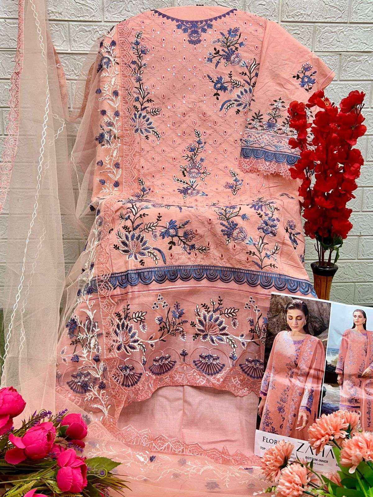 Zaha Florent Cambric Cotton PAKISTANI Dress Material