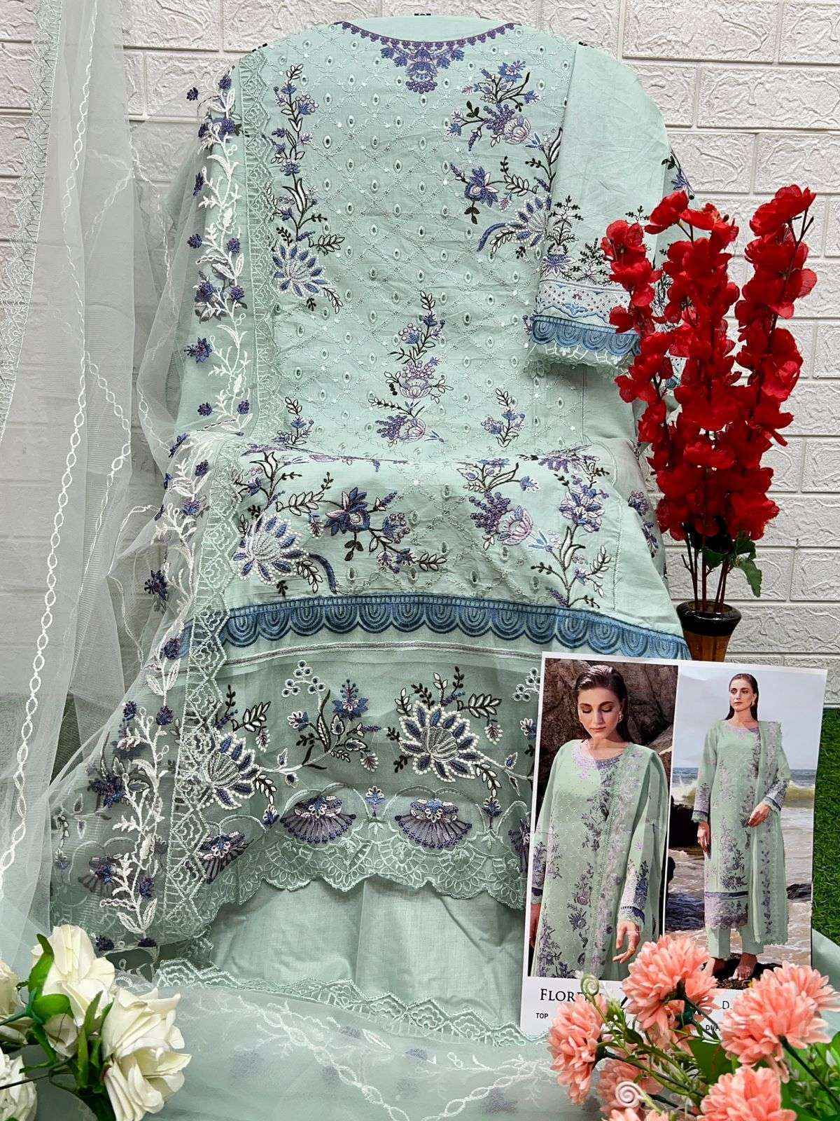 Zaha Florent Cambric Cotton PAKISTANI Dress Material ( 4 pcs Catalogue )