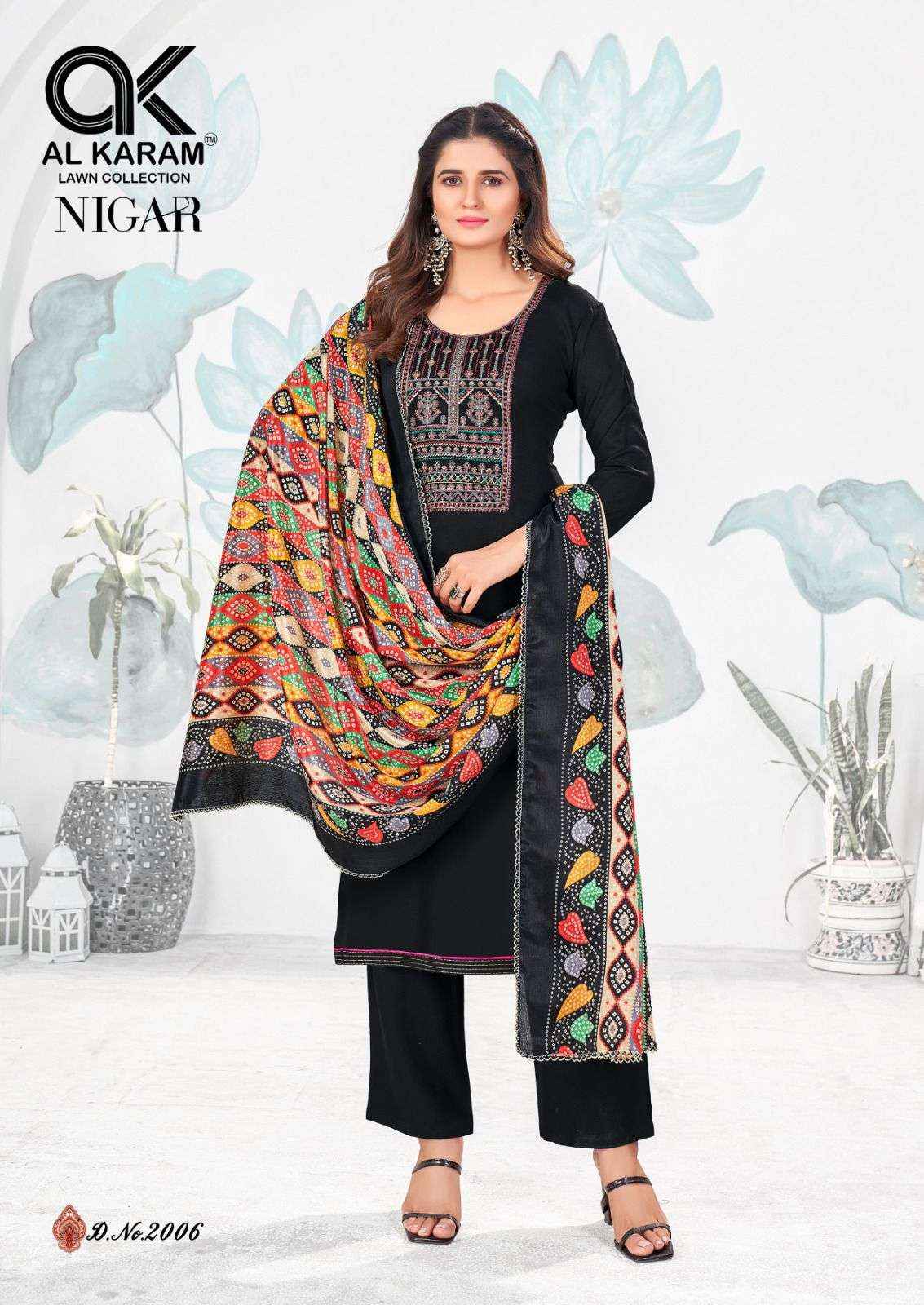 AL KARAM NIGAR VOL 2 RAYON SLUB FANCY EMBROIDERY WORK SUIT ( 6 pcs CATALOG )