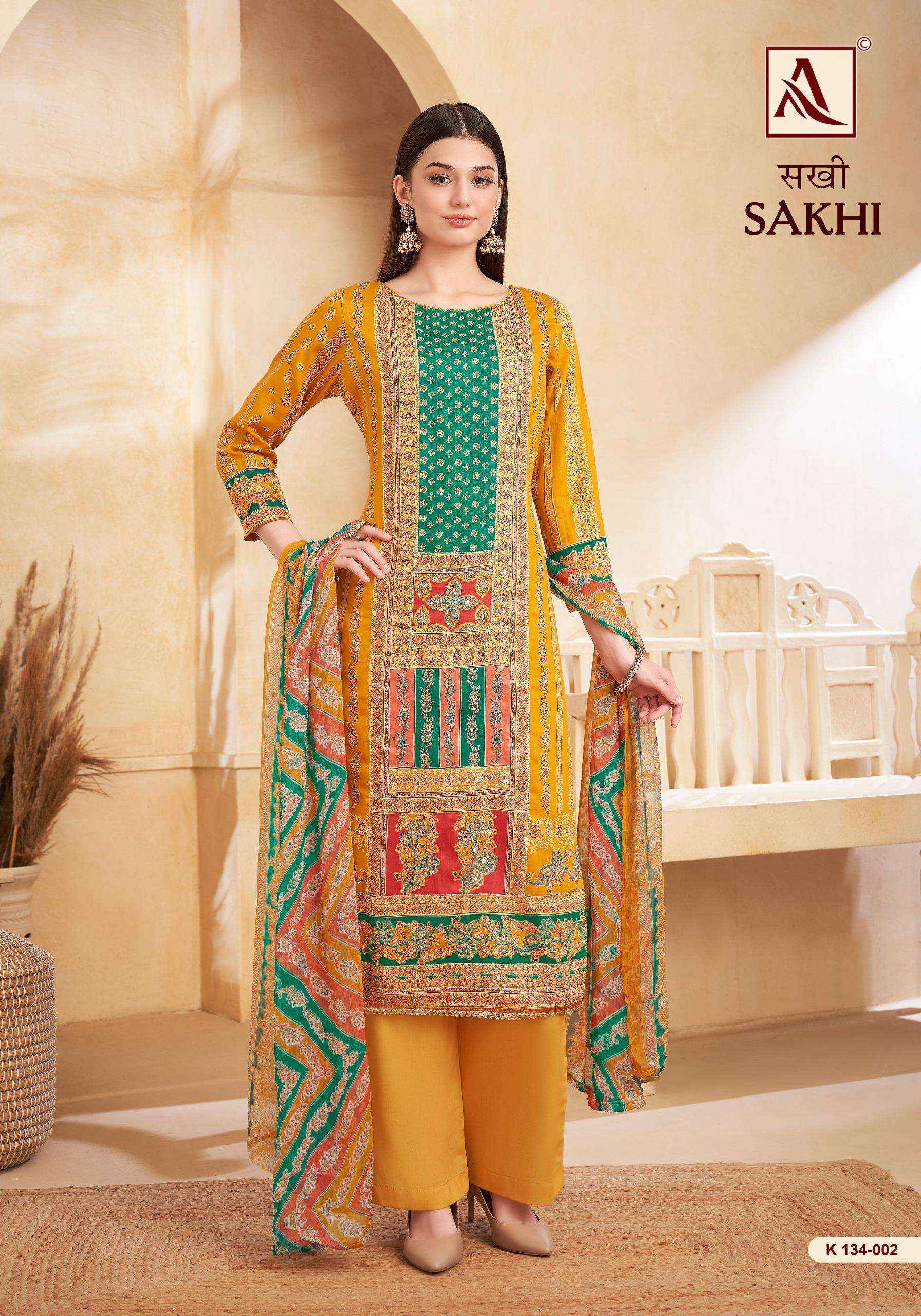 ALOK SUITS SAKHI JAM COTTON FANCY HAND WORK DRESS MATERIAL ( 4 PCS CATALOG )