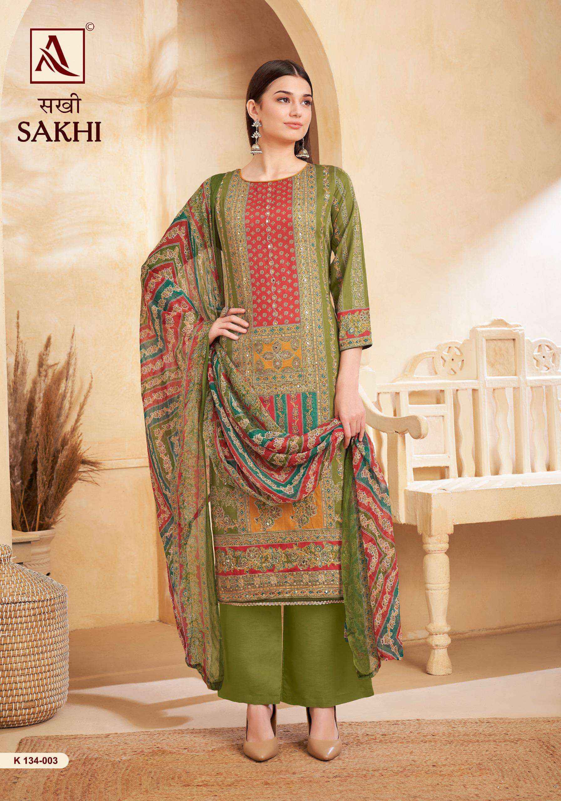 ALOK SUITS SAKHI JAM COTTON FANCY HAND WORK DRESS MATERIAL ( 4 PCS CATALOG )