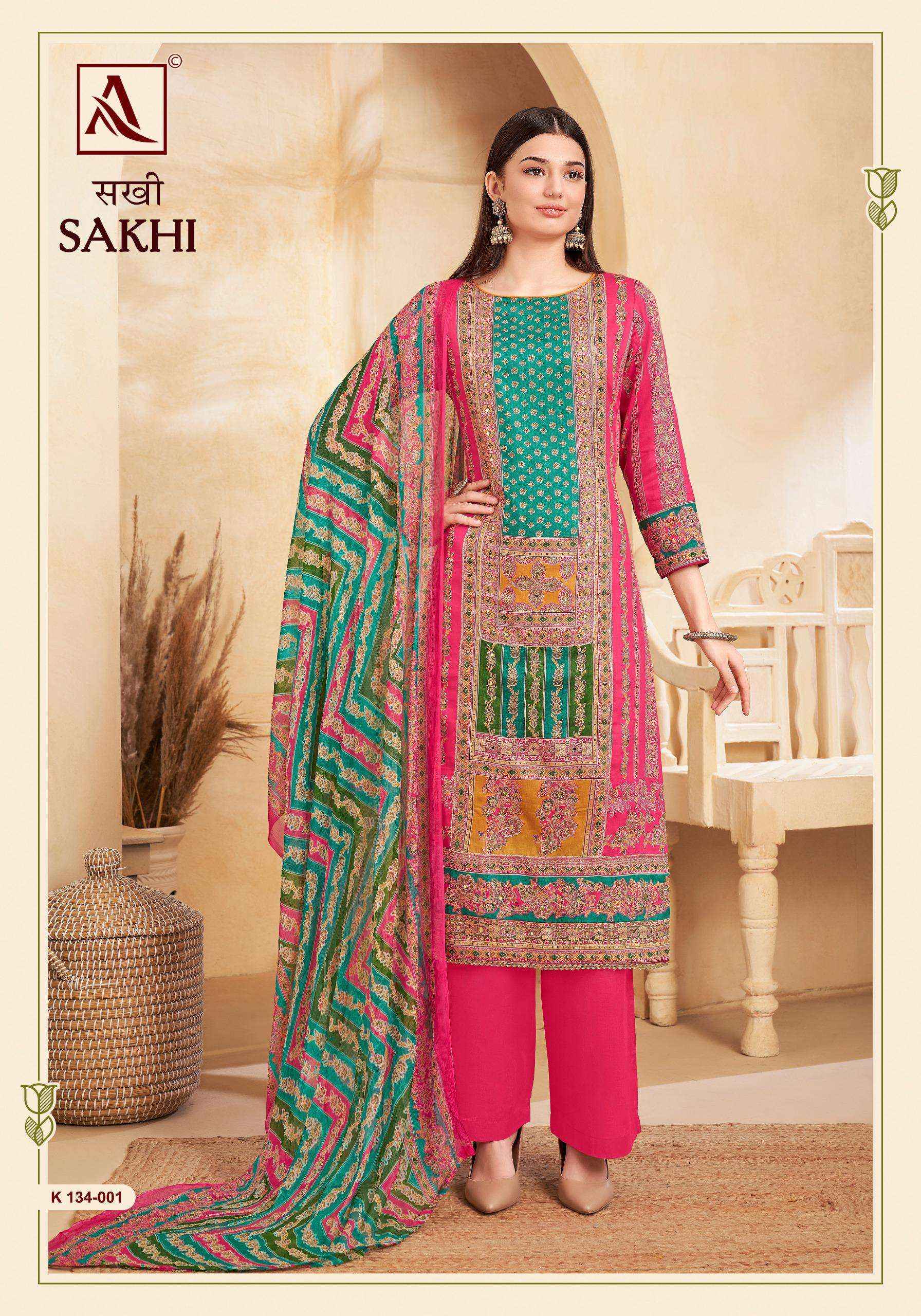 ALOK SUITS SAKHI JAM COTTON FANCY HAND WORK DRESS MATERIAL ( 4 PCS CATALOG )