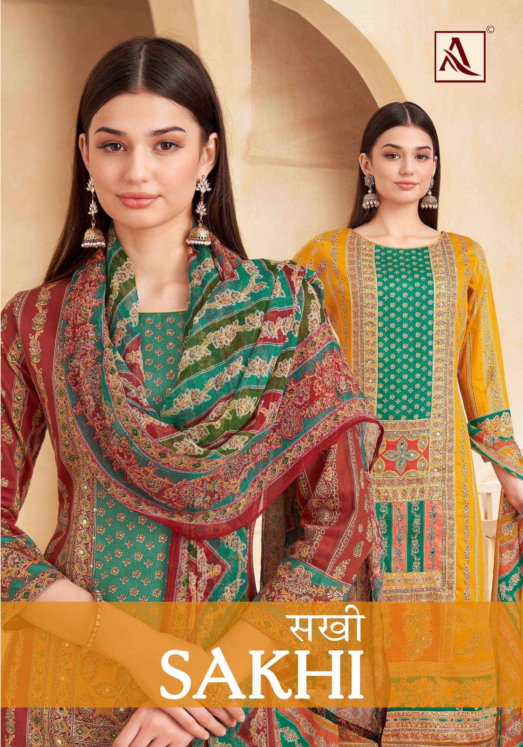 ALOK SUITS SAKHI JAM COTTON FANCY HAND WORK DRESS MATERIAL ( 4 PCS CATALOG )