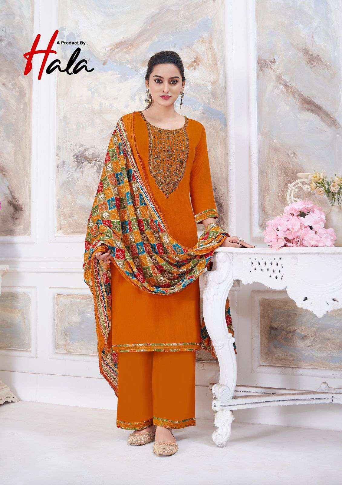 HALA NIGAAR VOL 1 RAYON FANCY SWAROVSKI WORK DRESS MATERIAL ( 8 PCS CATALOG )