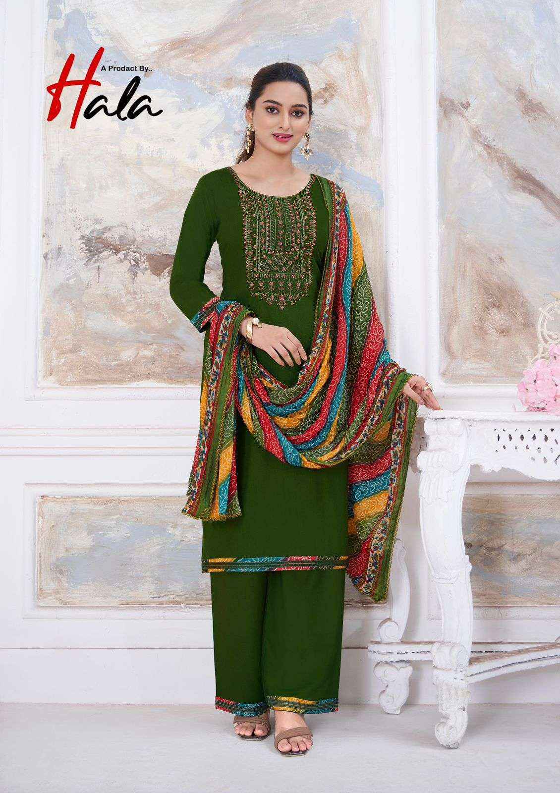 HALA NIGAAR VOL 1 RAYON FANCY SWAROVSKI WORK DRESS MATERIAL