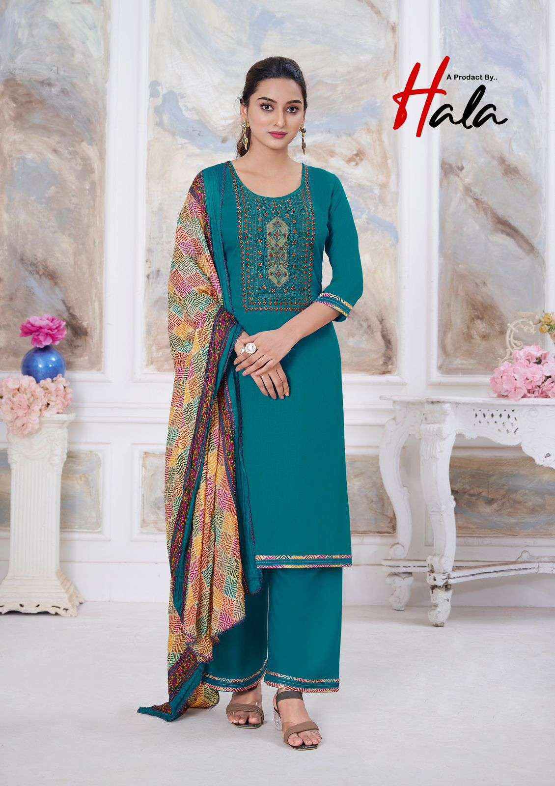 HALA NIGAAR VOL 1 RAYON FANCY SWAROVSKI WORK DRESS MATERIAL ( 8 PCS CATALOG )