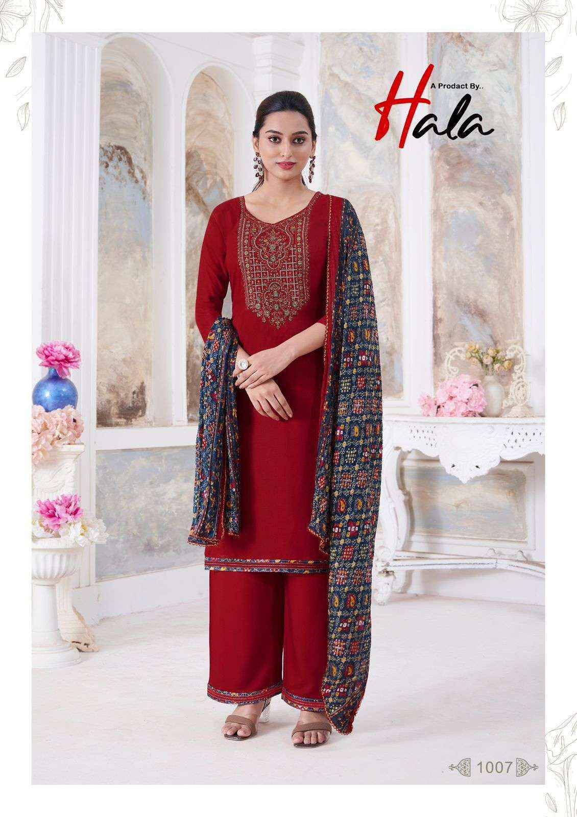 HALA NIGAAR VOL 1 RAYON FANCY SWAROVSKI WORK DRESS MATERIAL ( 8 PCS CATALOG )