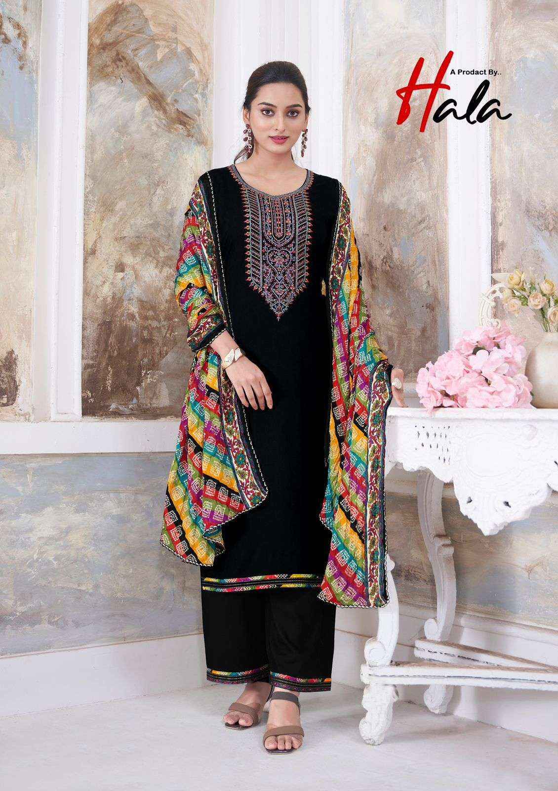 HALA NIGAAR VOL 1 RAYON FANCY SWAROVSKI WORK DRESS MATERIAL ( 8 PCS CATALOG )