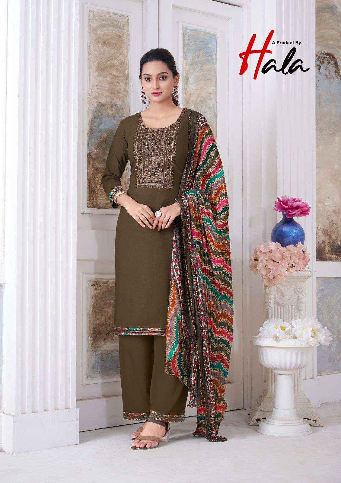 HALA NIGAAR VOL 1 RAYON FANCY SWAROVSKI WORK DRESS MATERIAL ( 8 PCS CATALOG )