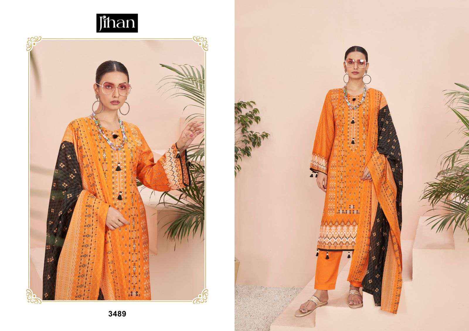 JIHAN SCARLET VOL 4 LAWN COTTON SELF EMBROIDERY WORK SUIT ( 4 PCS CATALOG )