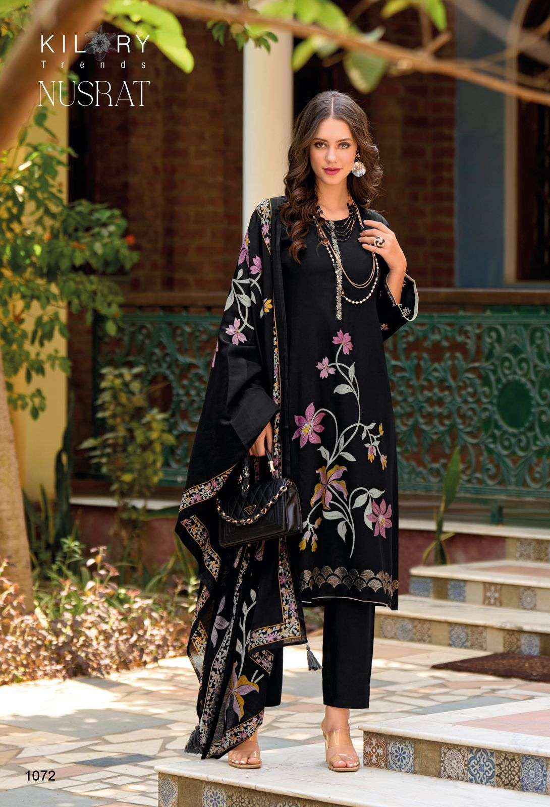 KILORY TRENDZ NUSRAT VISCOSE FANCY EMBROIDERY WORK SUIT ( 4 PCS CATALOG )