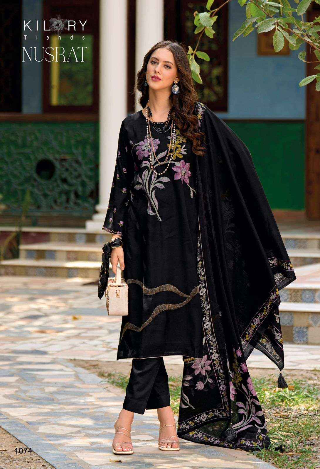 KILORY TRENDZ NUSRAT VISCOSE FANCY EMBROIDERY WORK SUIT ( 4 PCS CATALOG )
