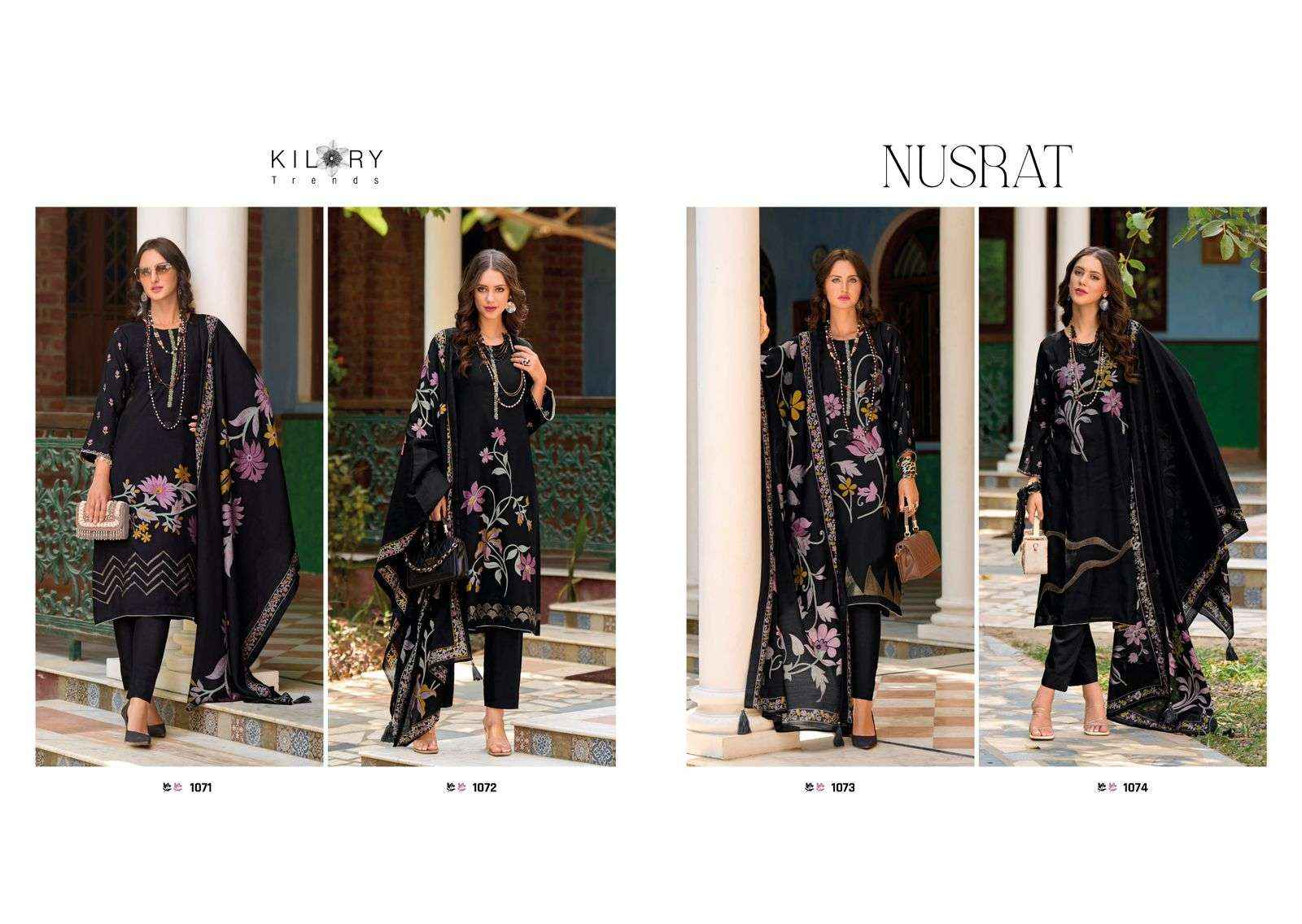 KILORY TRENDZ NUSRAT VISCOSE FANCY EMBROIDERY WORK SUIT ( 4 PCS CATALOG )